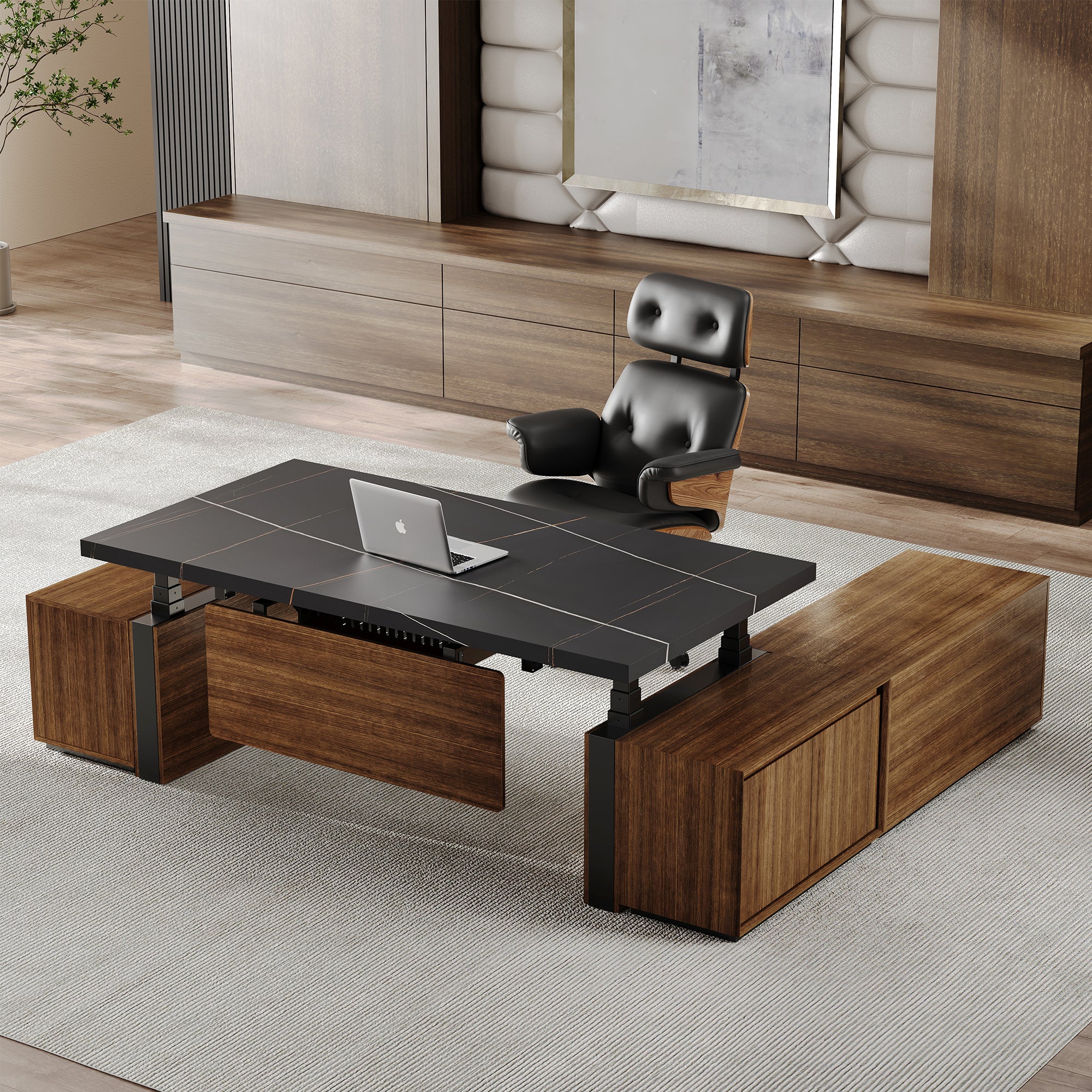 Zen Pro Series, 87"/72" Executive Standing Desk with Cabinets Set - Image 28