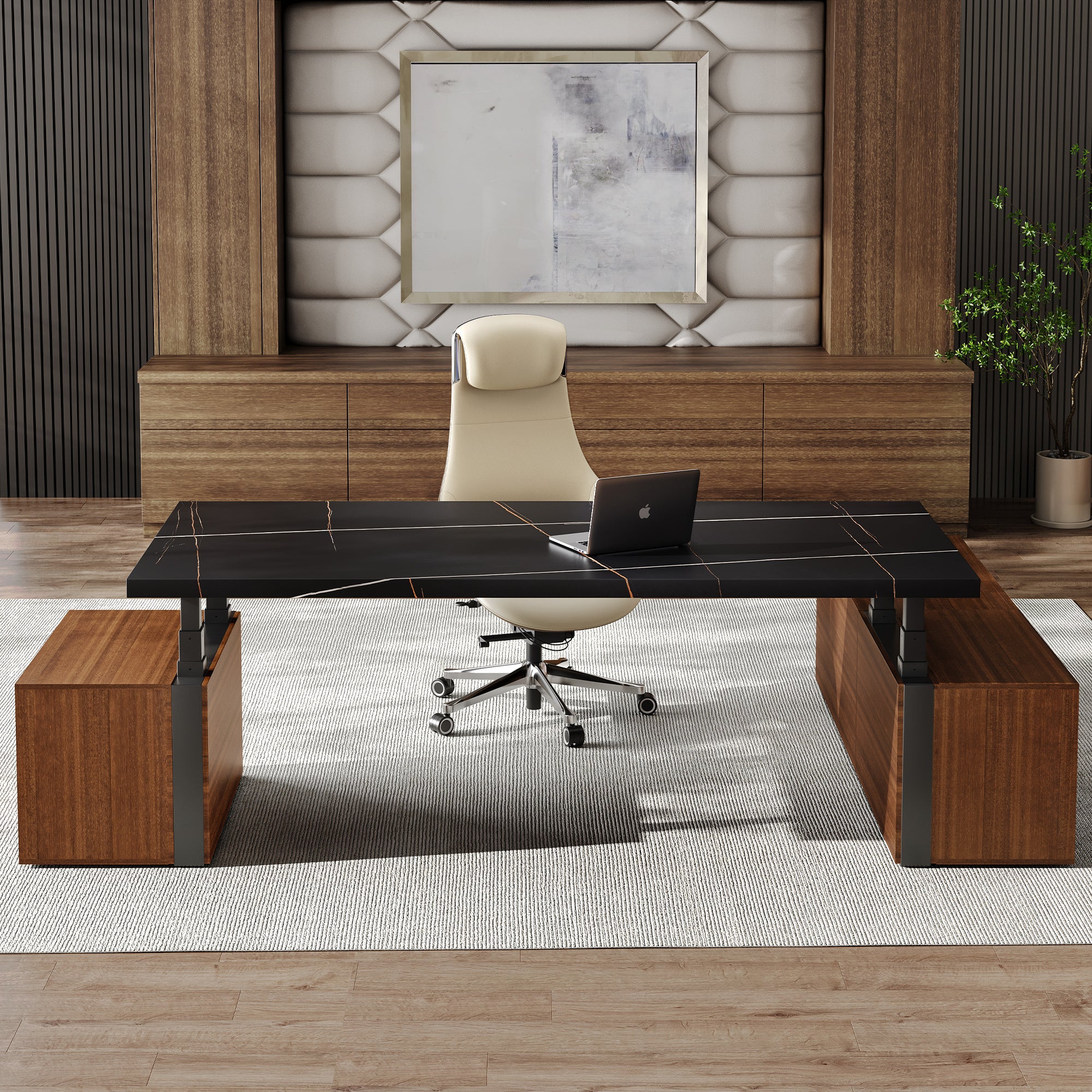 Zen Pro Series, 87"/72" Executive Standing Desk with Cabinets Set - Image 3