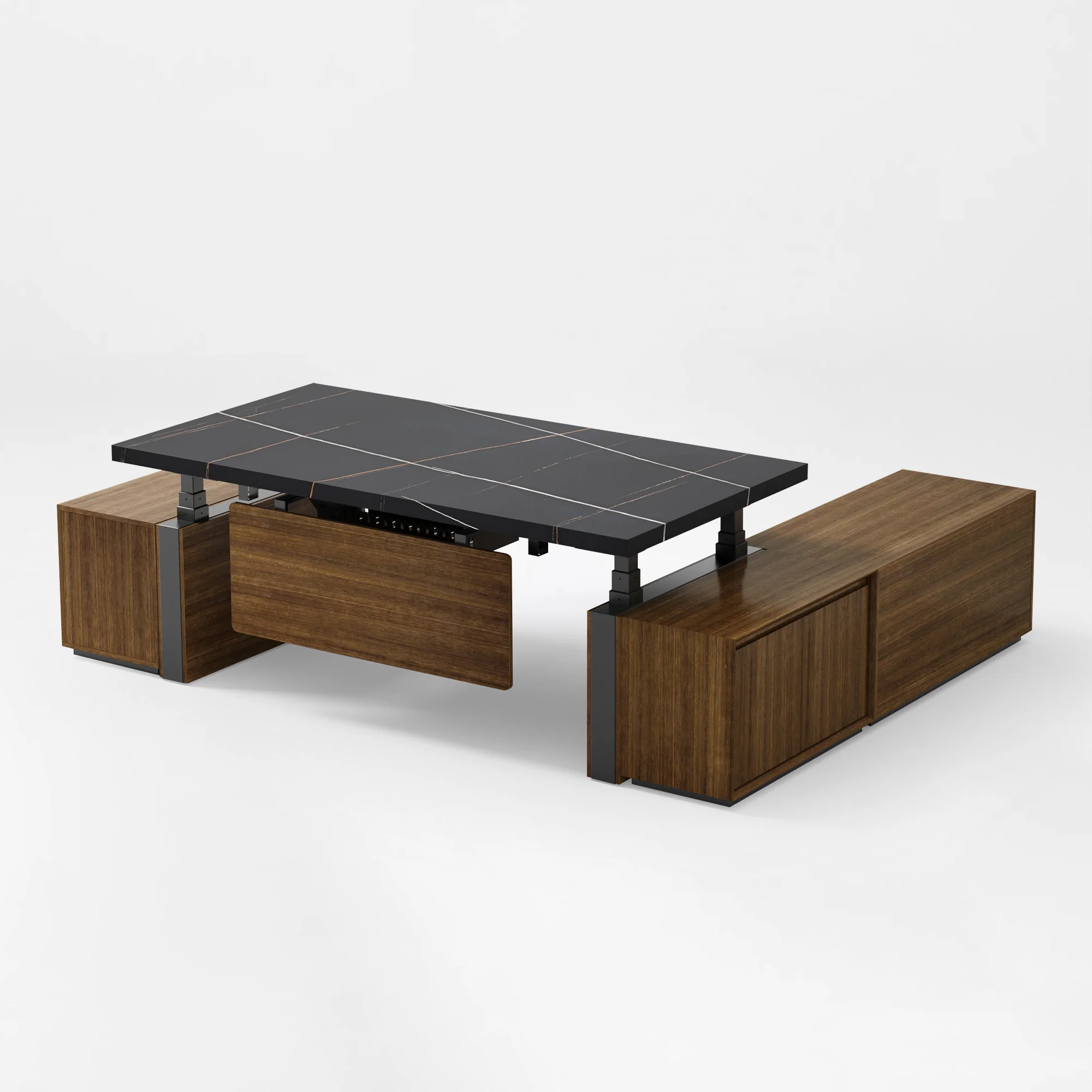 Zen Pro Series, 87"/72" Executive Standing Desk with Cabinets Set - Image 31