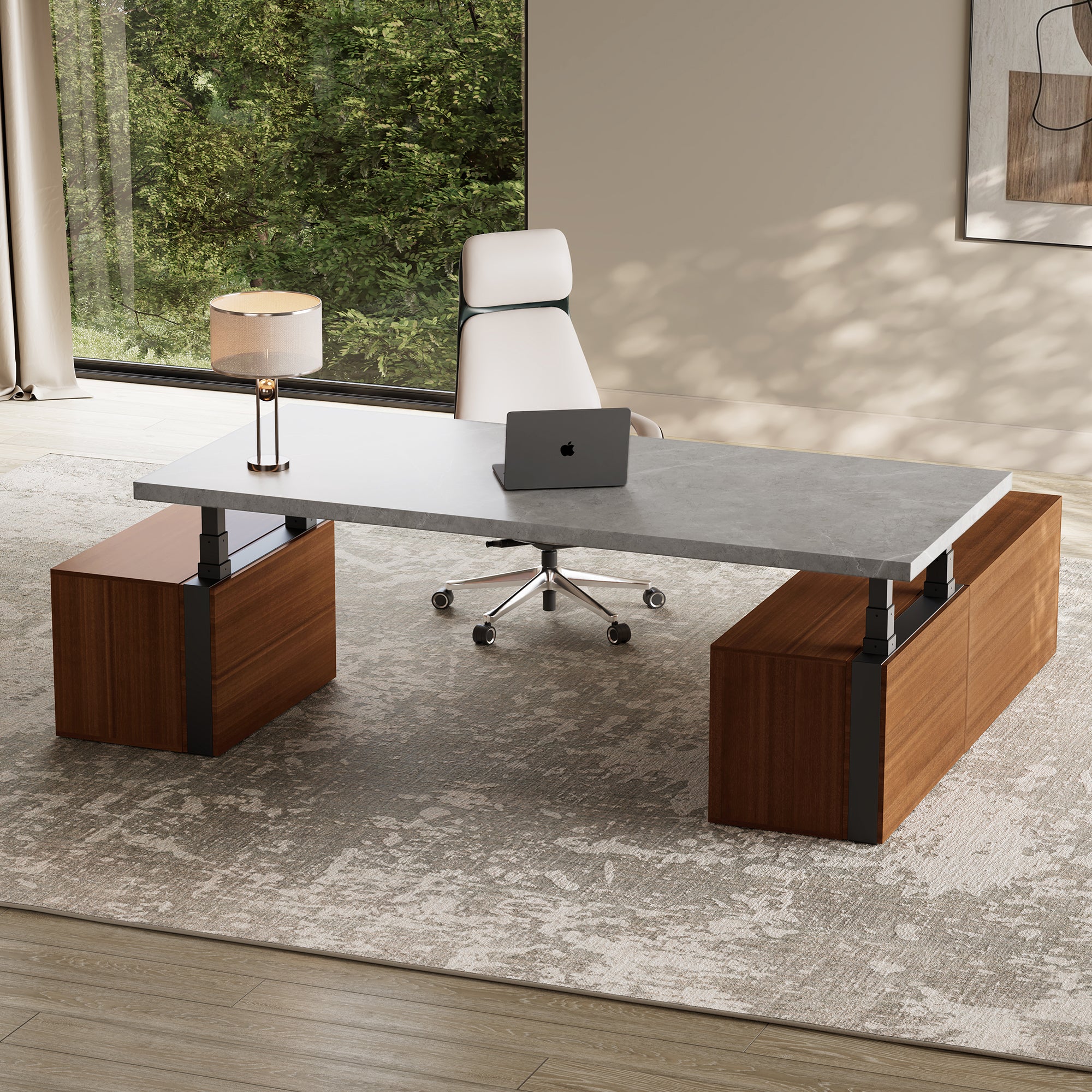 Zen Pro Series, 87"/72" Executive Standing Desk with Cabinets Set - Image 40