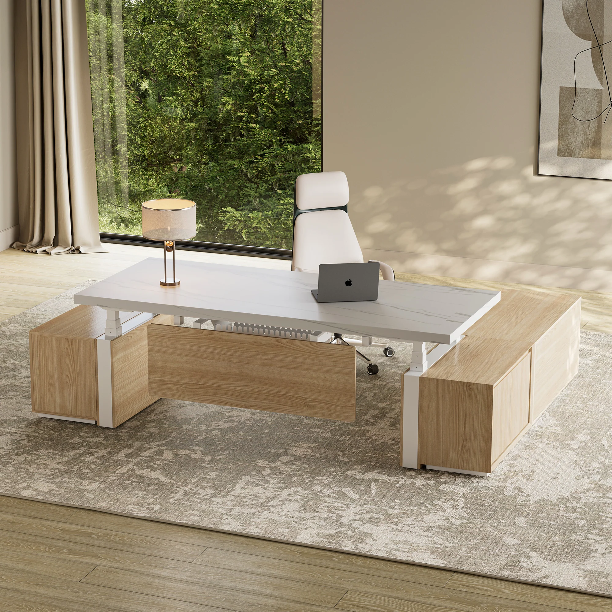 Zen Pro Series, 87"/72" Executive Standing Desk with Cabinets Set - Image 68