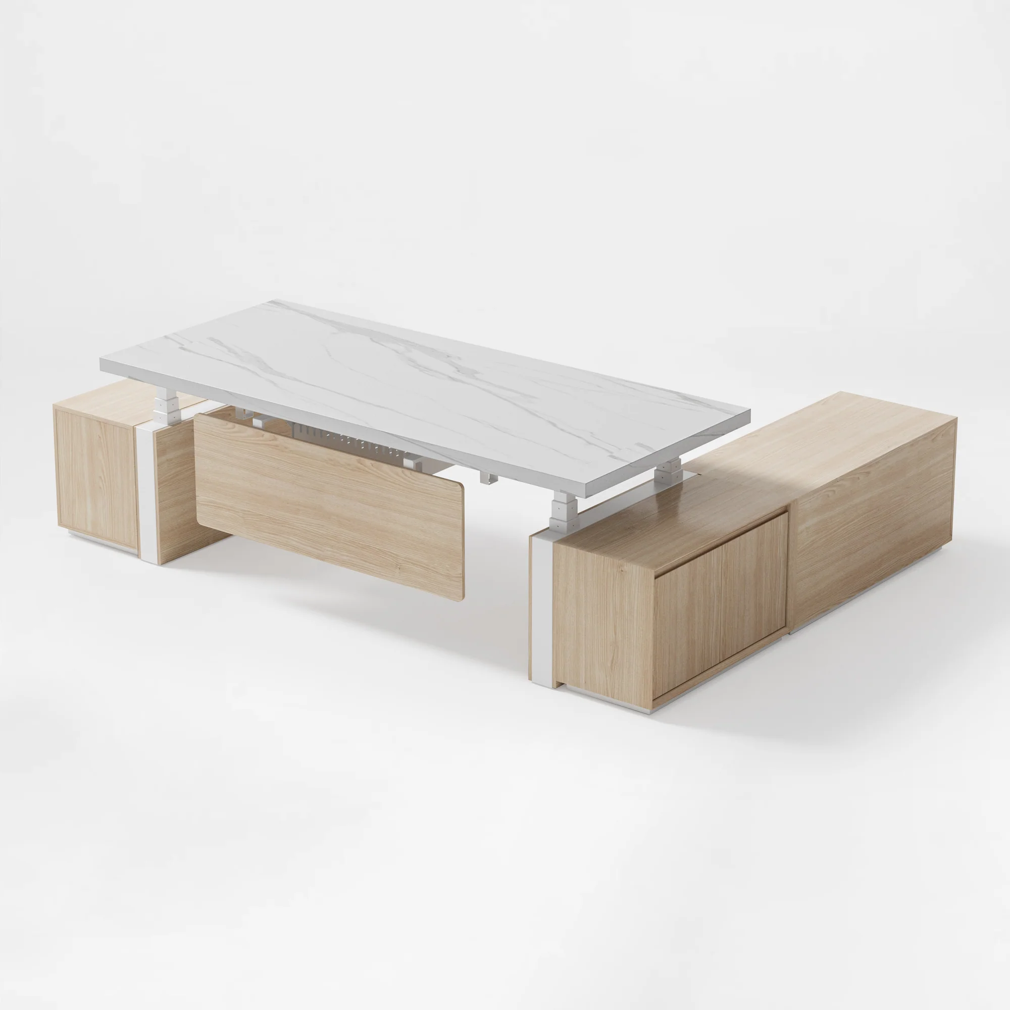 Zen Pro Series, 87"/72" Executive Standing Desk with Cabinets Set - Image 70