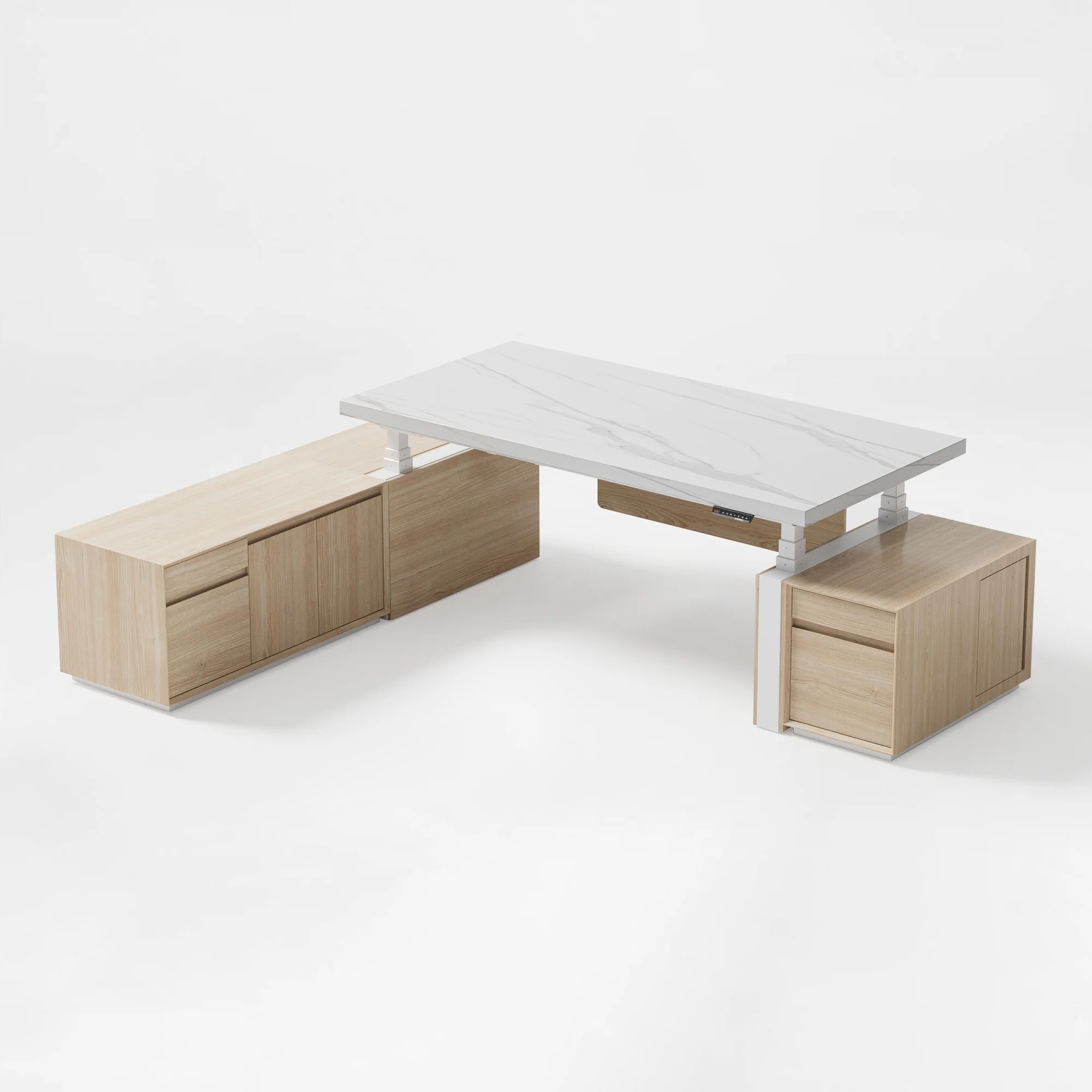 Zen Pro Series, 87"/72" Executive Standing Desk with Cabinets Set - Image 81