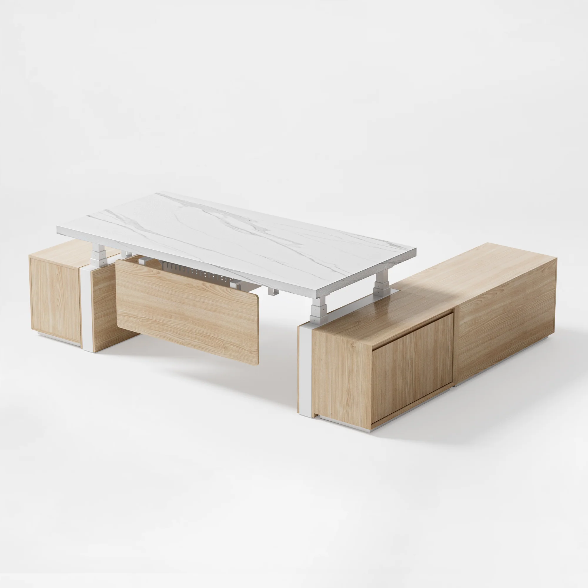 Zen Pro Series, 87"/72" Executive Standing Desk with Cabinets Set - Image 82