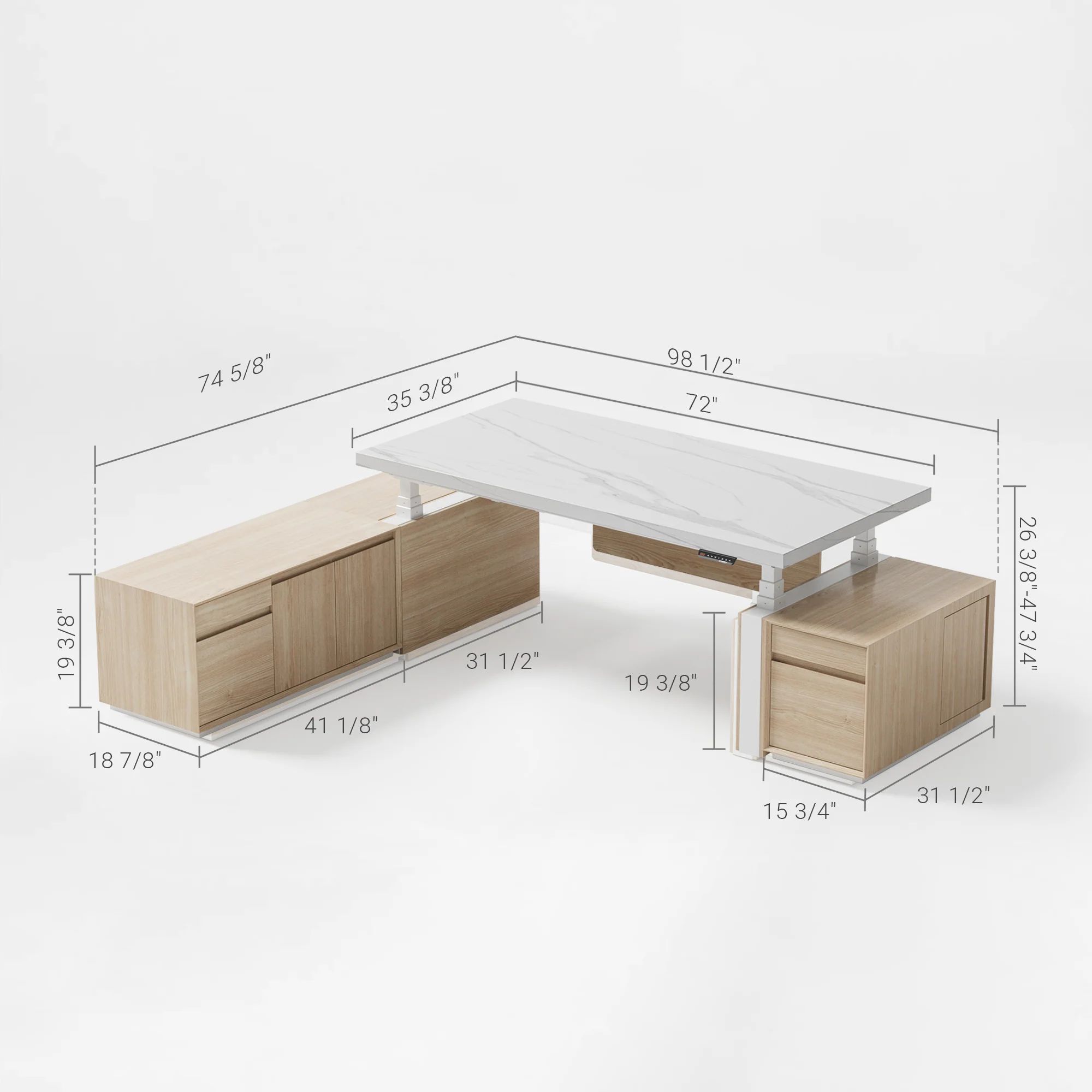 Zen Pro Series, 87"/72" Executive Standing Desk with Cabinets Set - Image 83