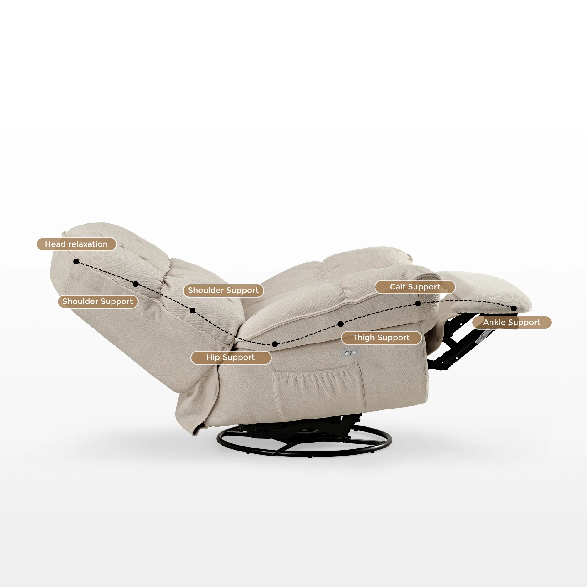 [Coming Soon]Grayson, Power Recliner Chair Rocking Swivel with Storage - Image 18