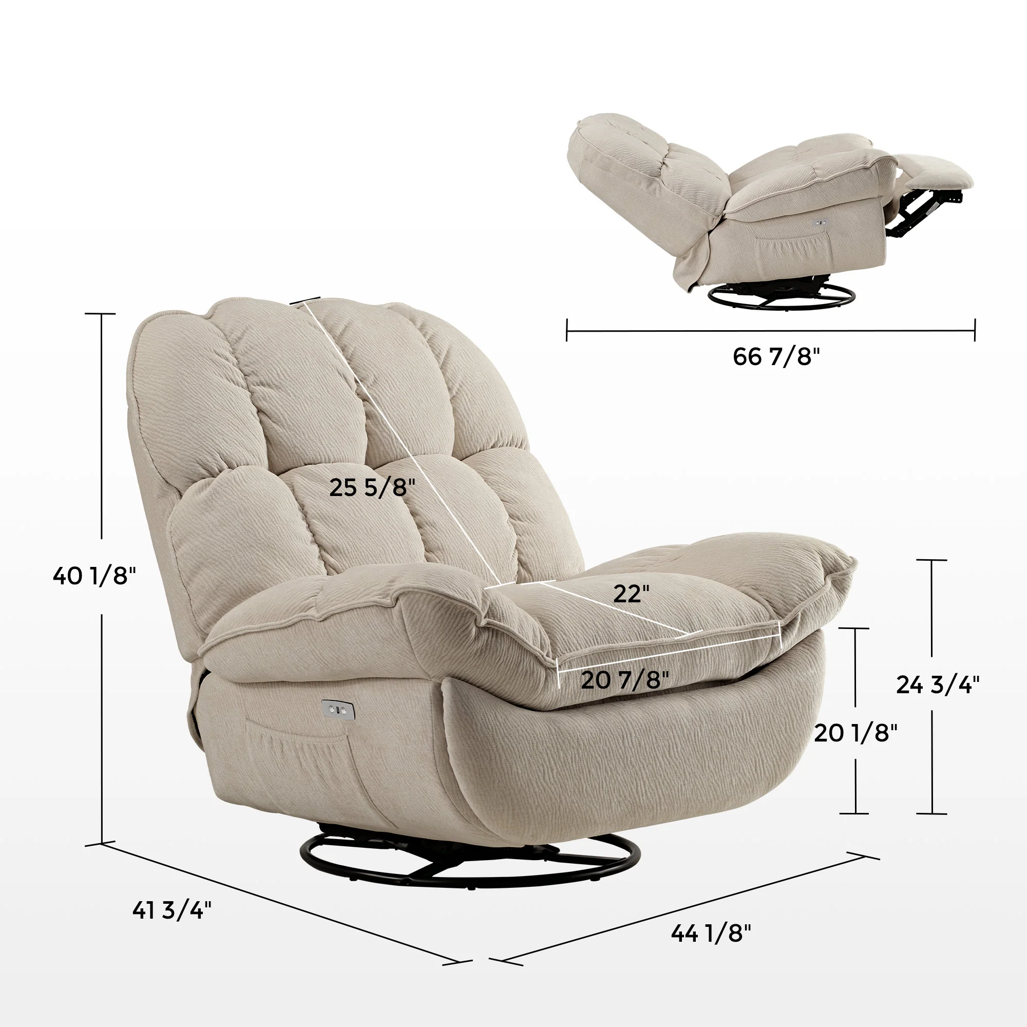 [Coming Soon]Grayson, Power Recliner Chair Rocking Swivel with Storage - Image 28