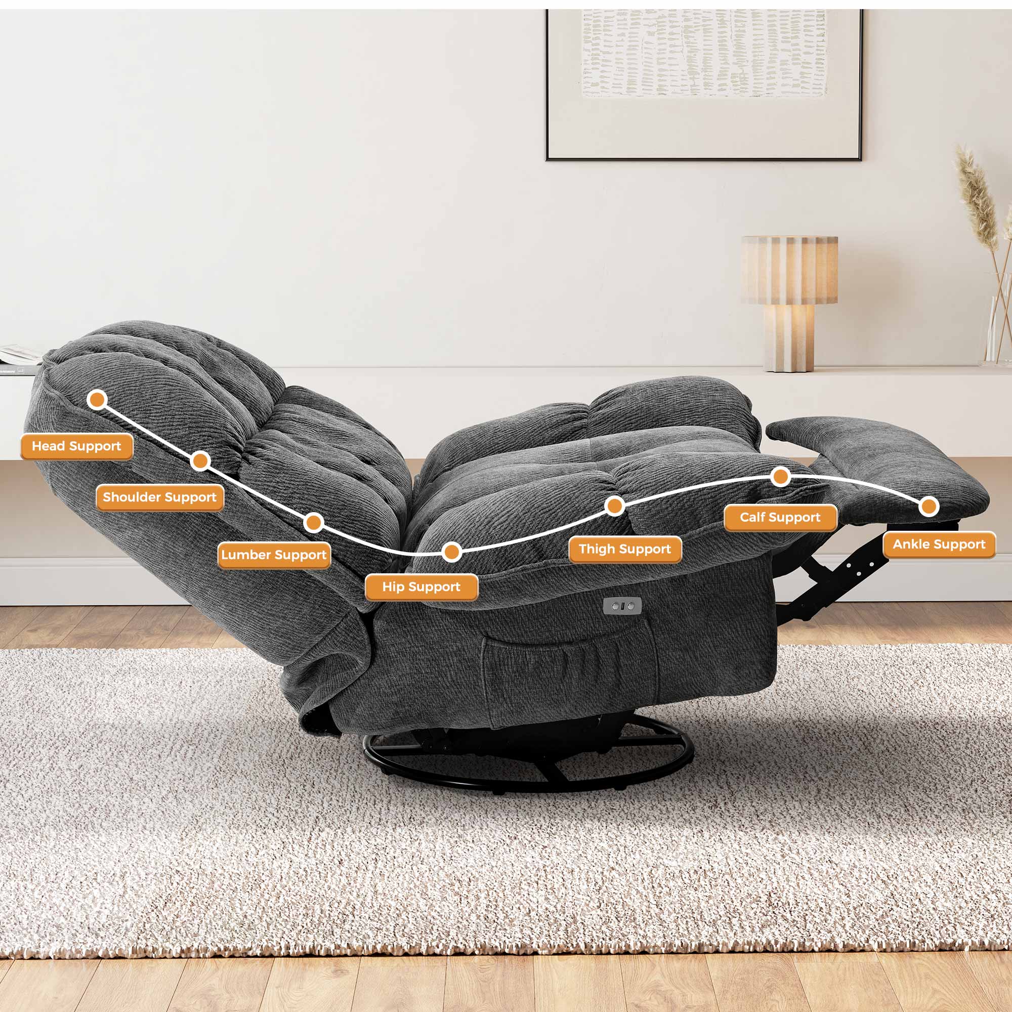 [Coming Soon]Grayson, Power Recliner Chair Rocking Swivel with Storage - Image 9