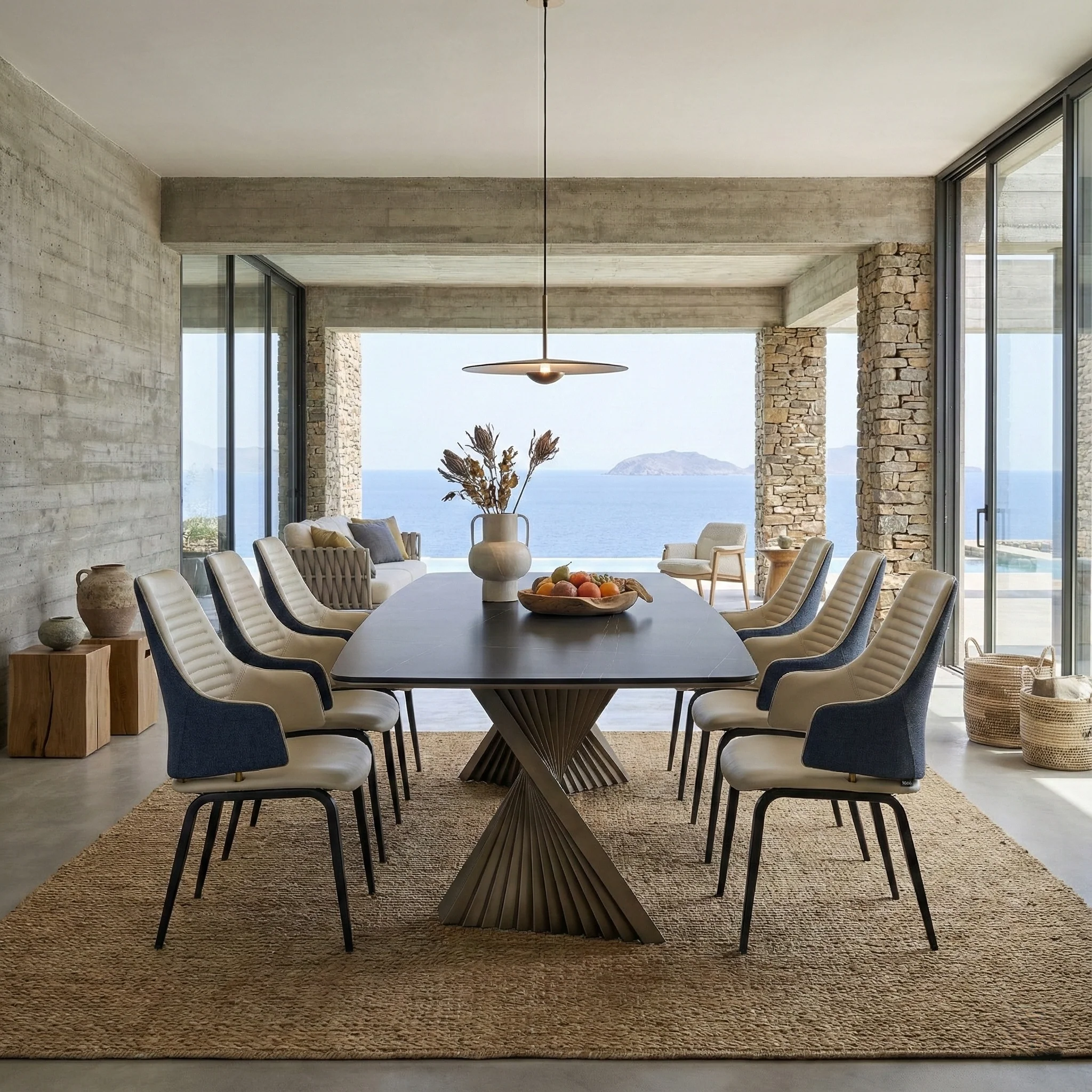 Juliet, Dining Arm Chairs Set of 2, Brown/Blue - Image 22