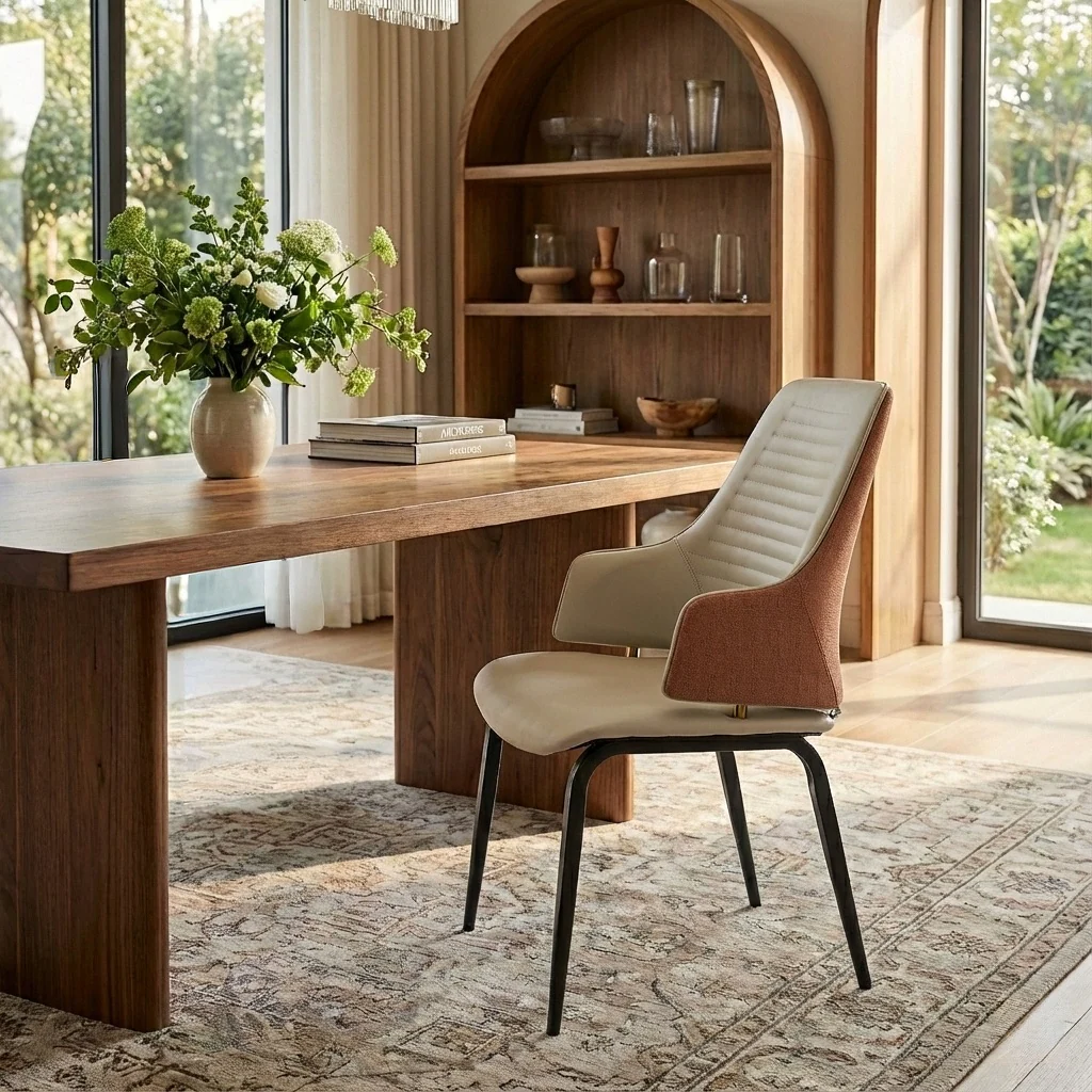 Juliet, Dining Arm Chairs Set of 2, Brown/Blue - Image 3