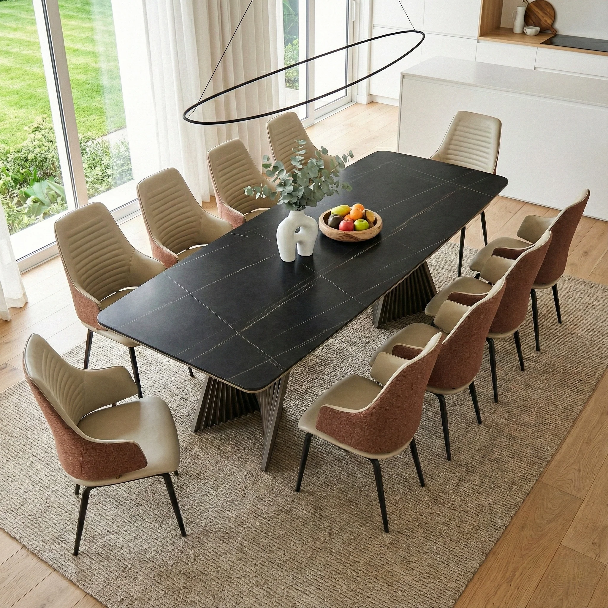 Juliet, Dining Arm Chairs Set of 2, Brown/Blue - Image 4