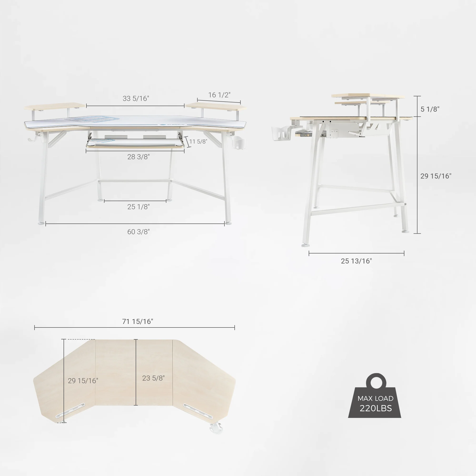 Aero Wing Shaped Studio Desk (73"x23") - Image 25