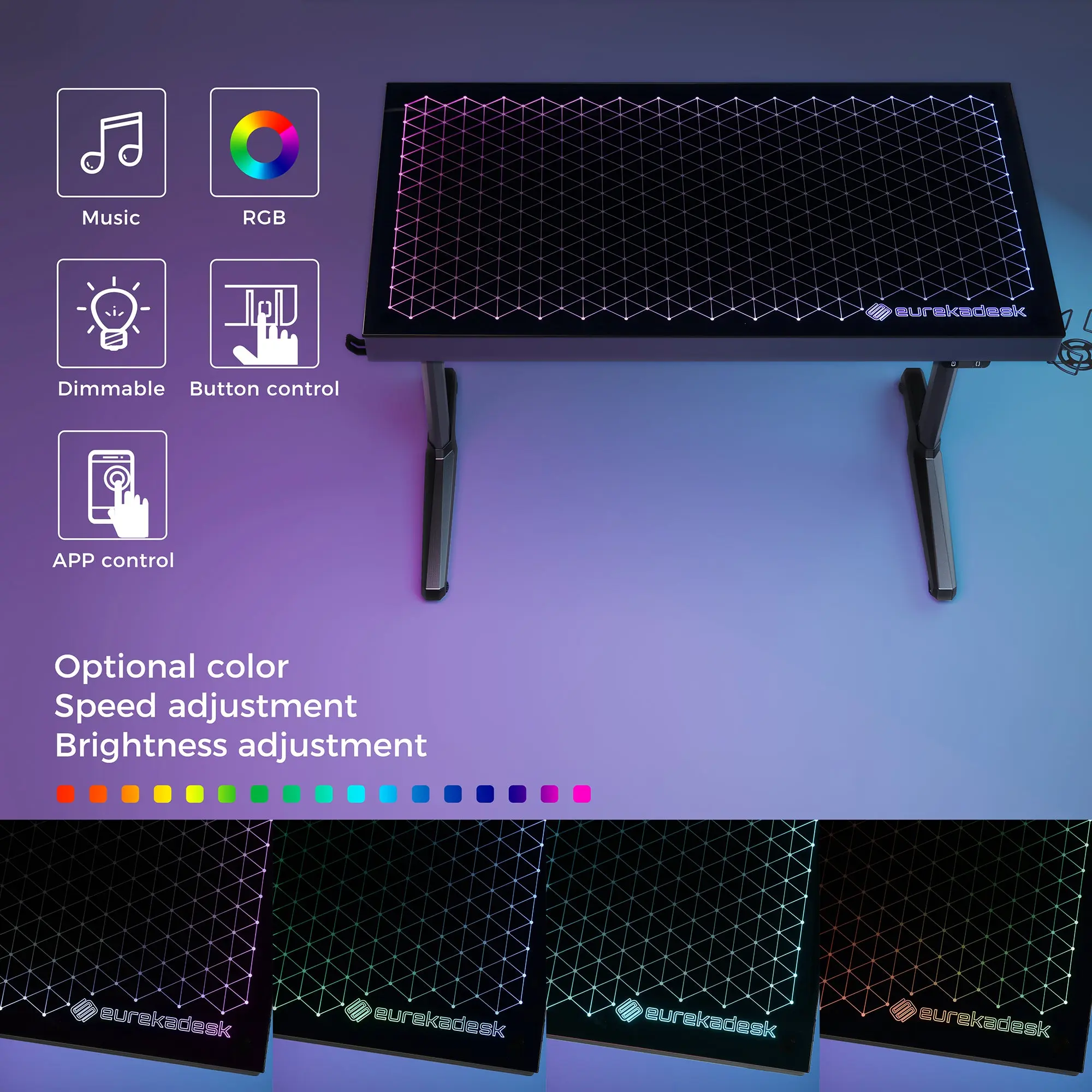 GTG - I43, LED Glass Desktop Gaming Desk (43"x23") - Image 4