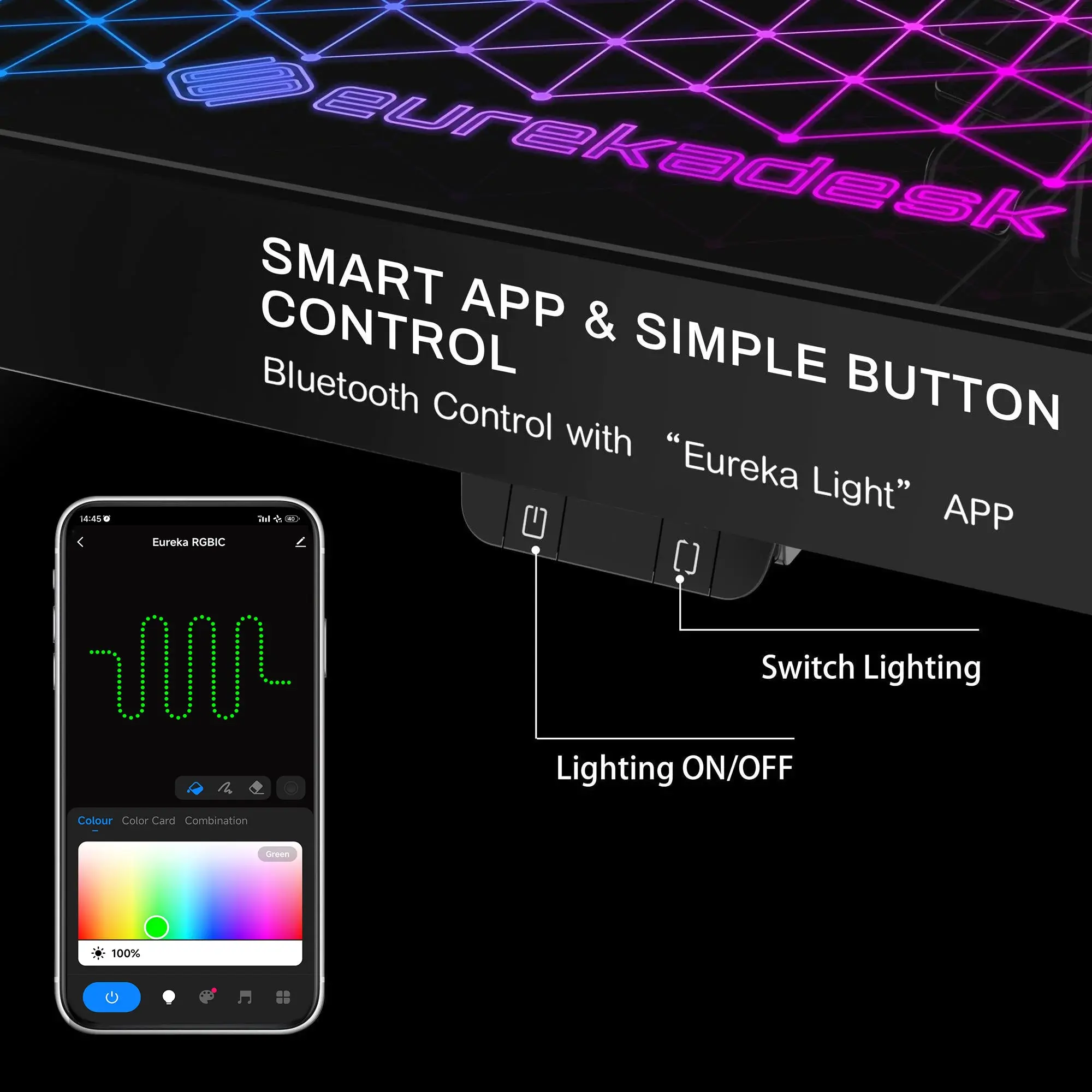 GTG - I43, LED Glass Desktop Gaming Desk (43"x23") - Image 8