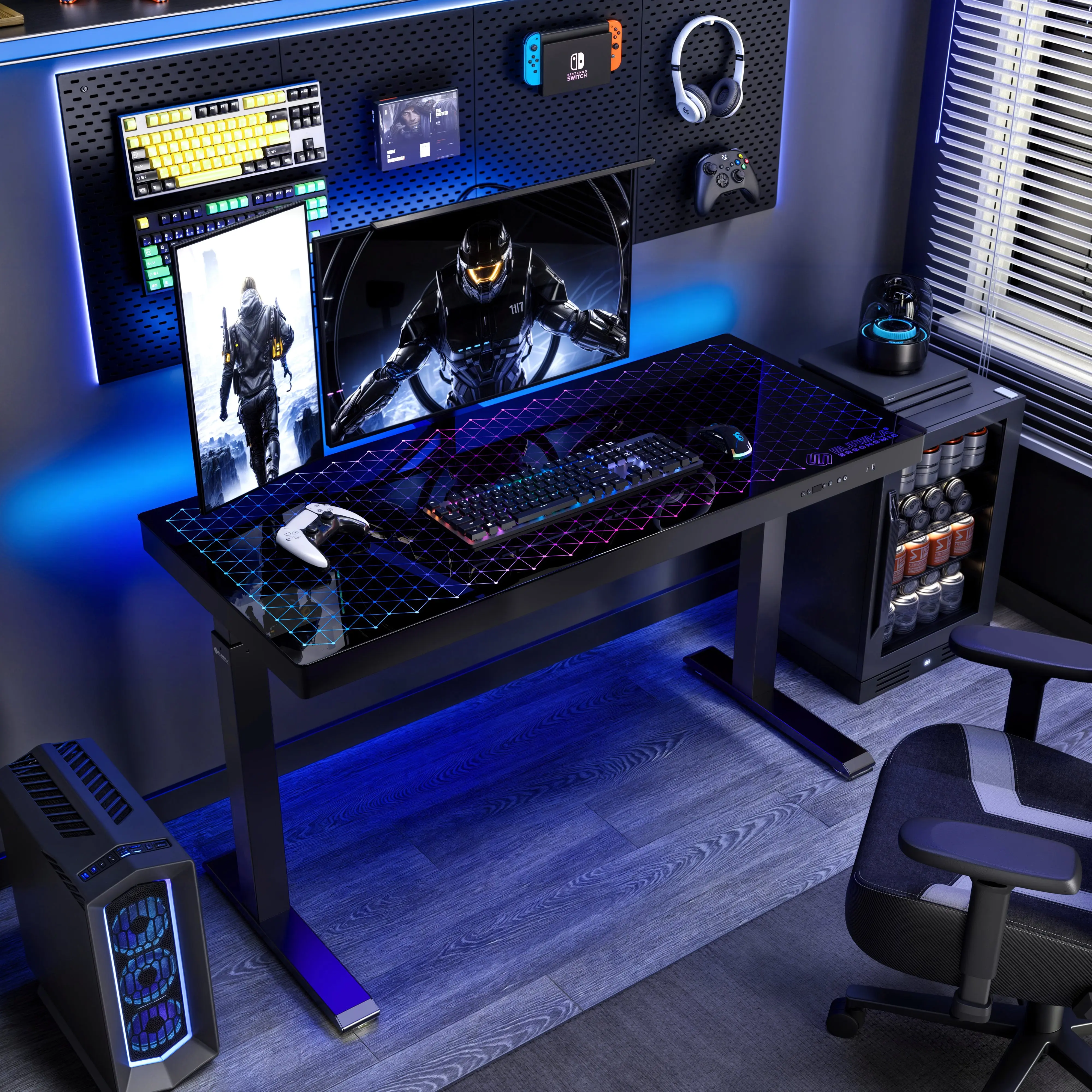 GTG-G55, Glass Desktop Gaming Standing Desk (55"x23") - Image 4