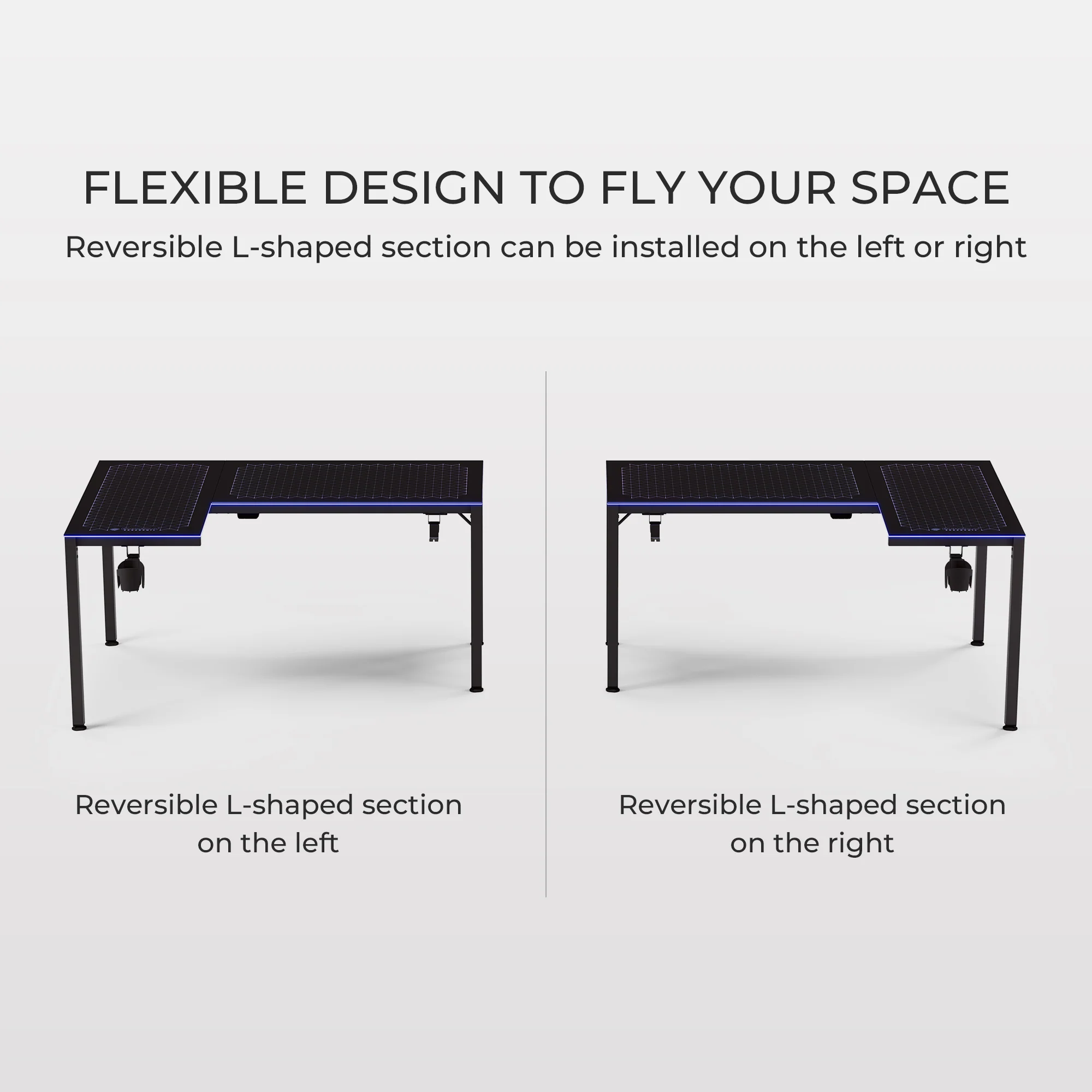 GTG - L60, L-Shaped Glass LED Gaming Desk (60"x40") - Image 11