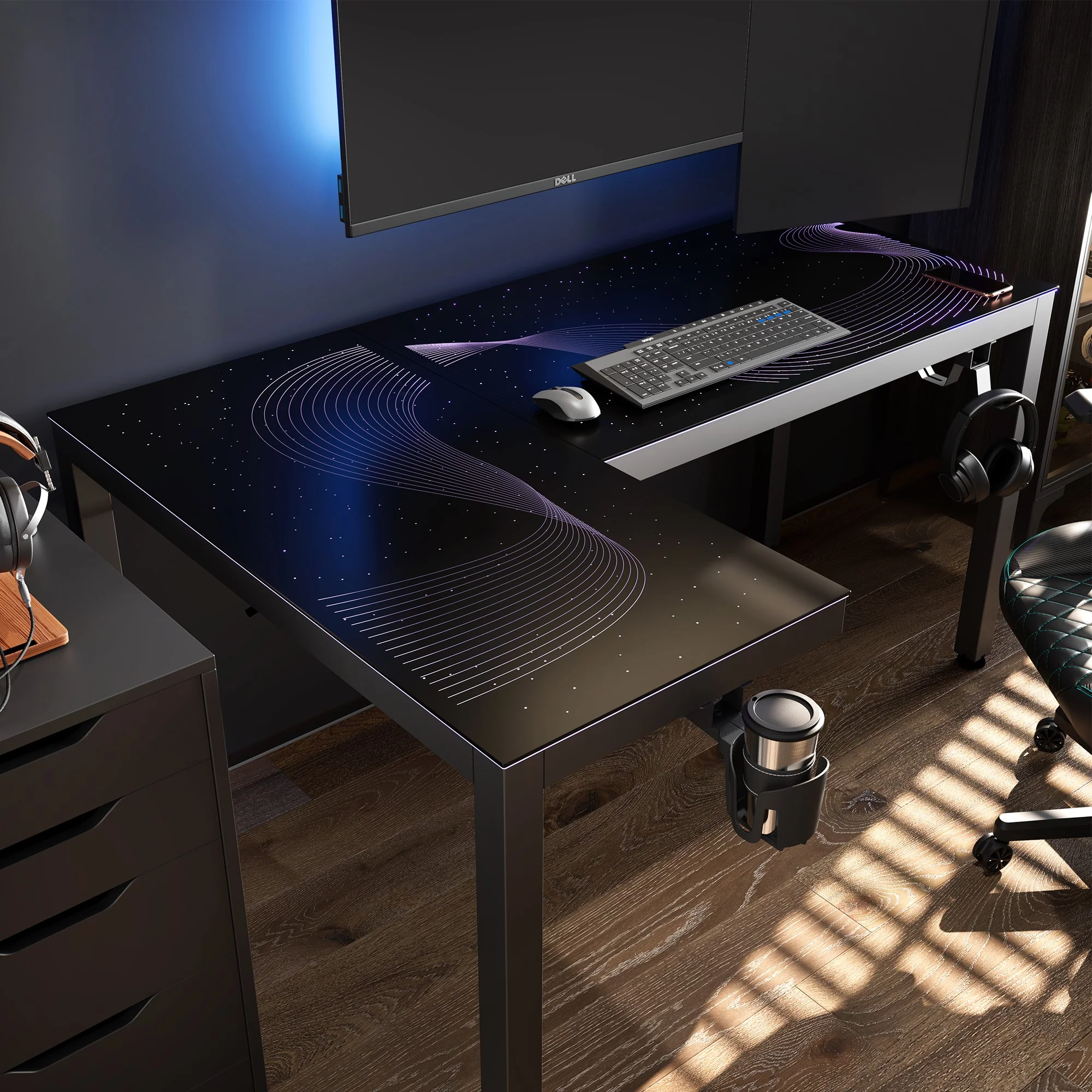 GTG - L60, L-Shaped Glass LED Gaming Desk (60"x40") - Image 21