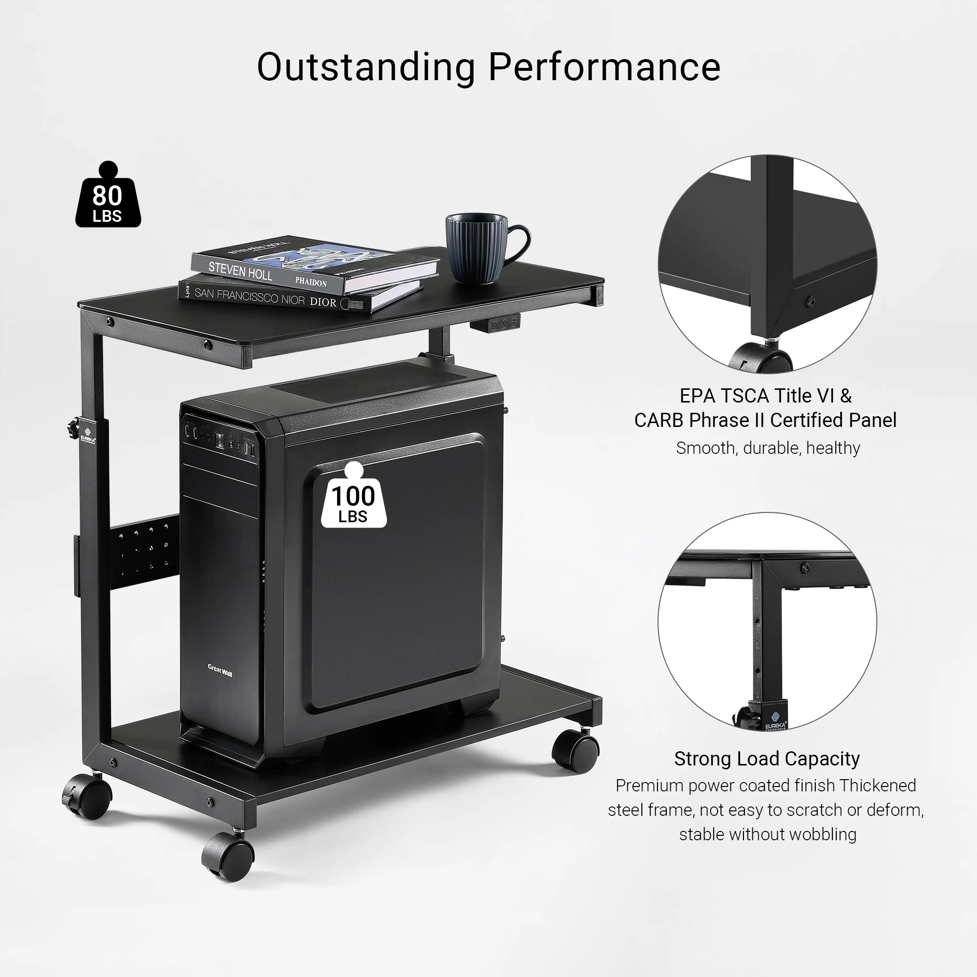 Height-Adjustable Illuminated Panel CPU Cart - Image 18