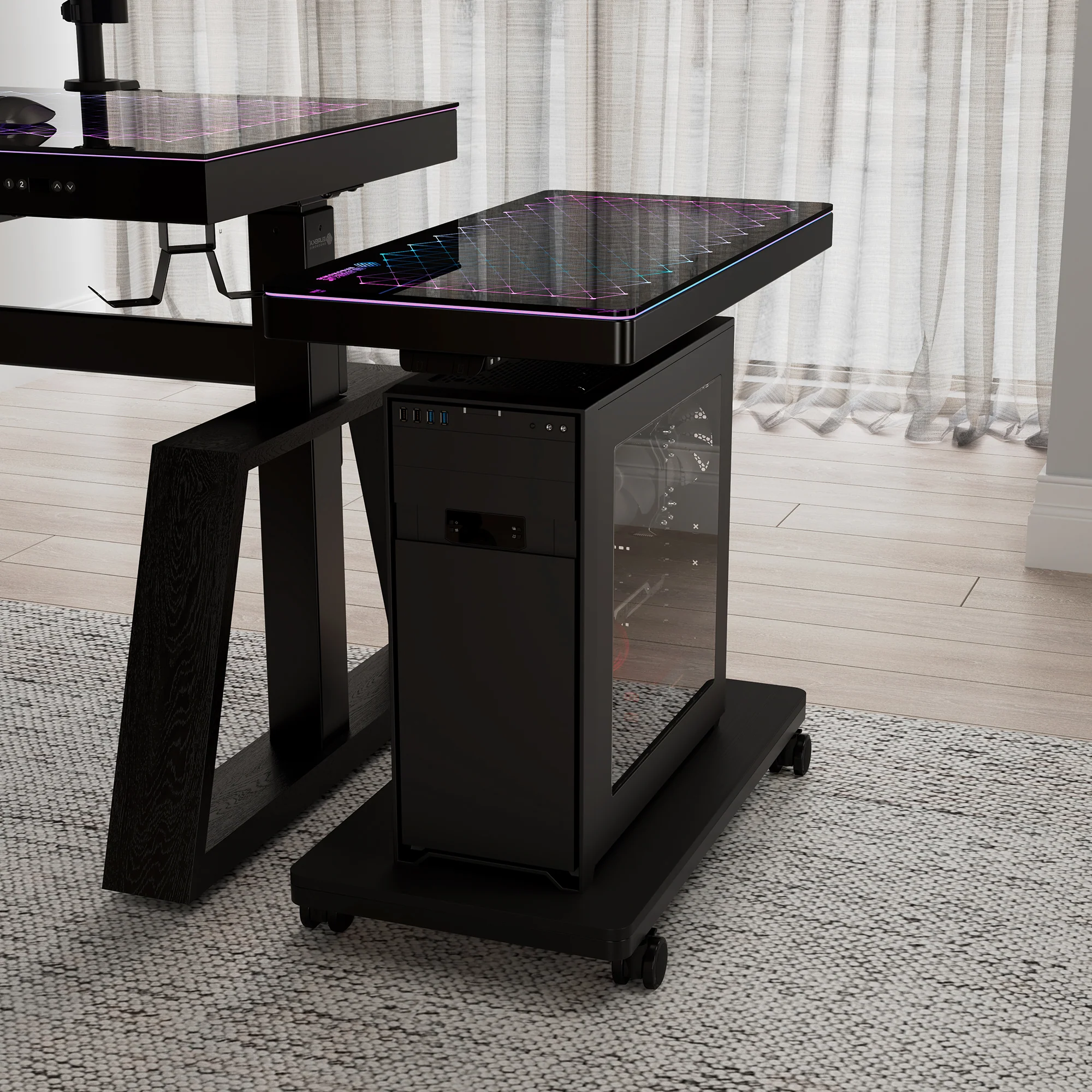Height-Adjustable Illuminated Panel CPU Cart - Image 4