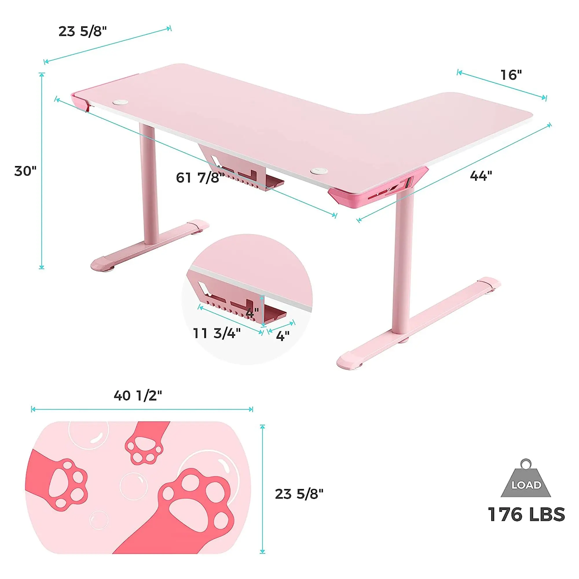 L Shaped Gaming Desk (60"x24") - Image 18