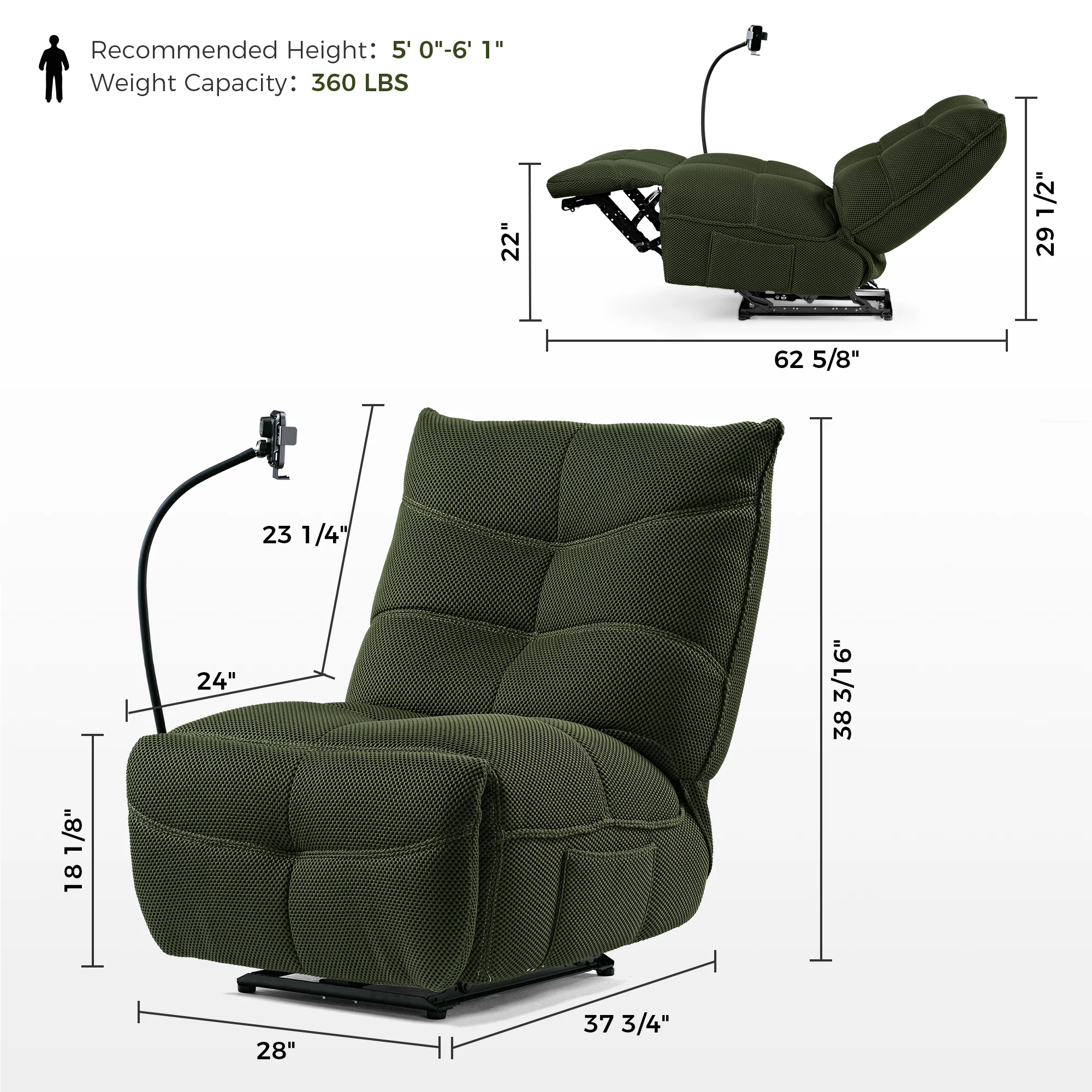 Linx, Recliner with Wireless Charging & USB - Image 18