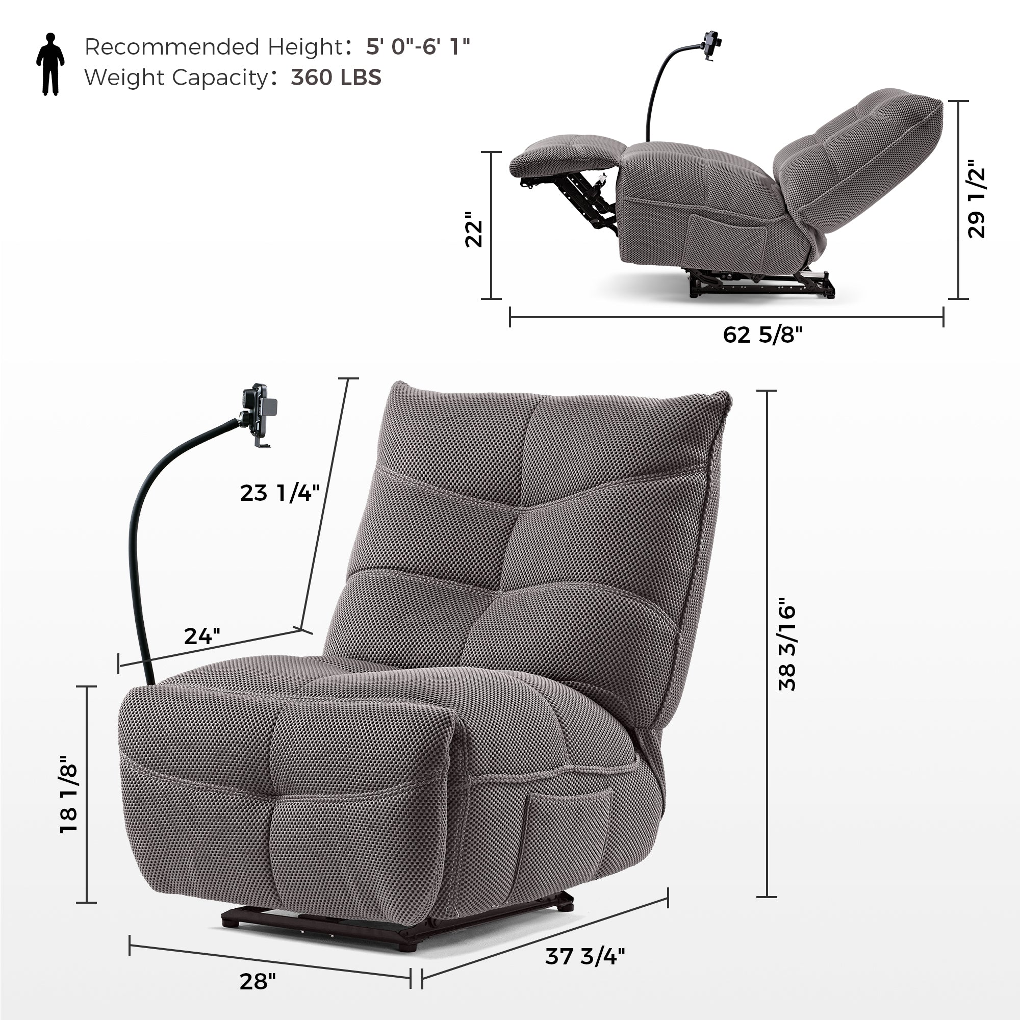 Linx, Recliner with Wireless Charging & USB - Image 34
