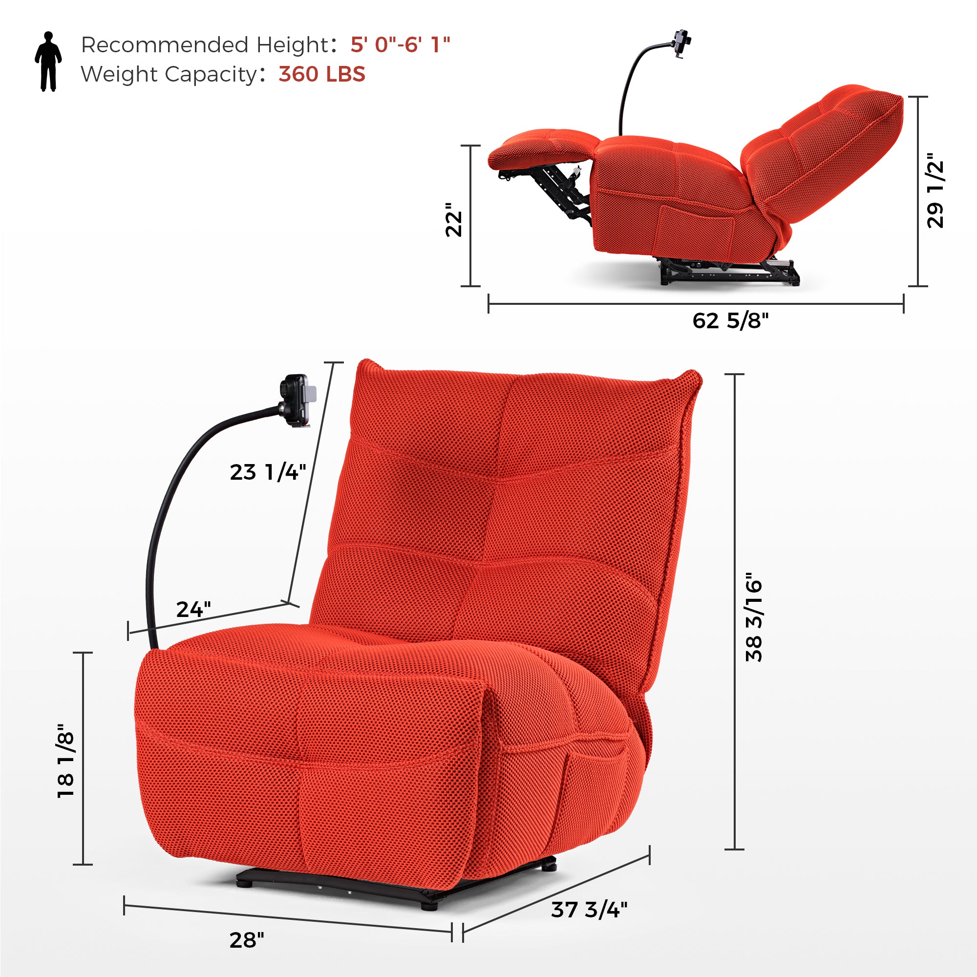 Linx, Recliner with Wireless Charging & USB - Image 52