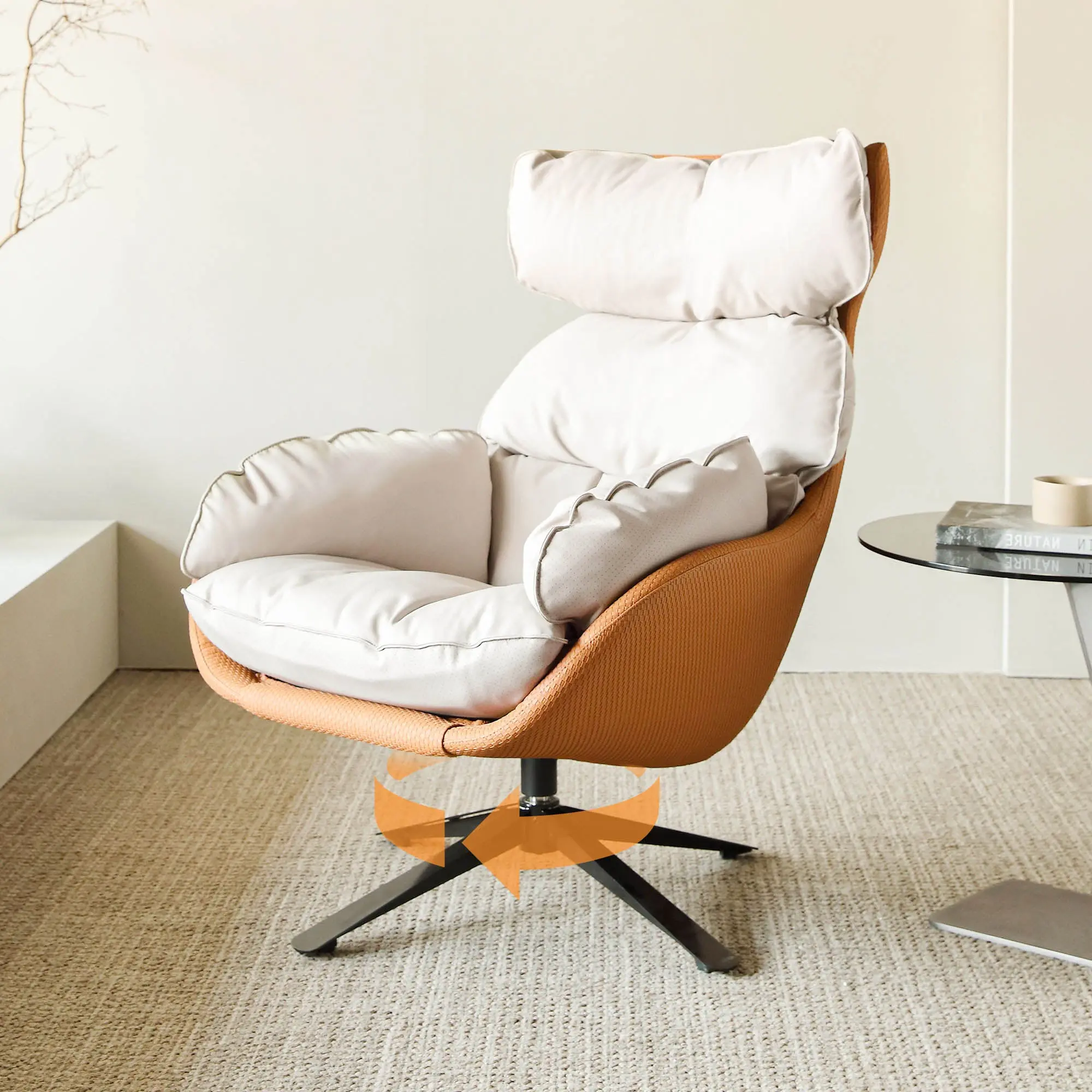 Todd, Swivel Armchair with High Back Lounge Chair - Image 8