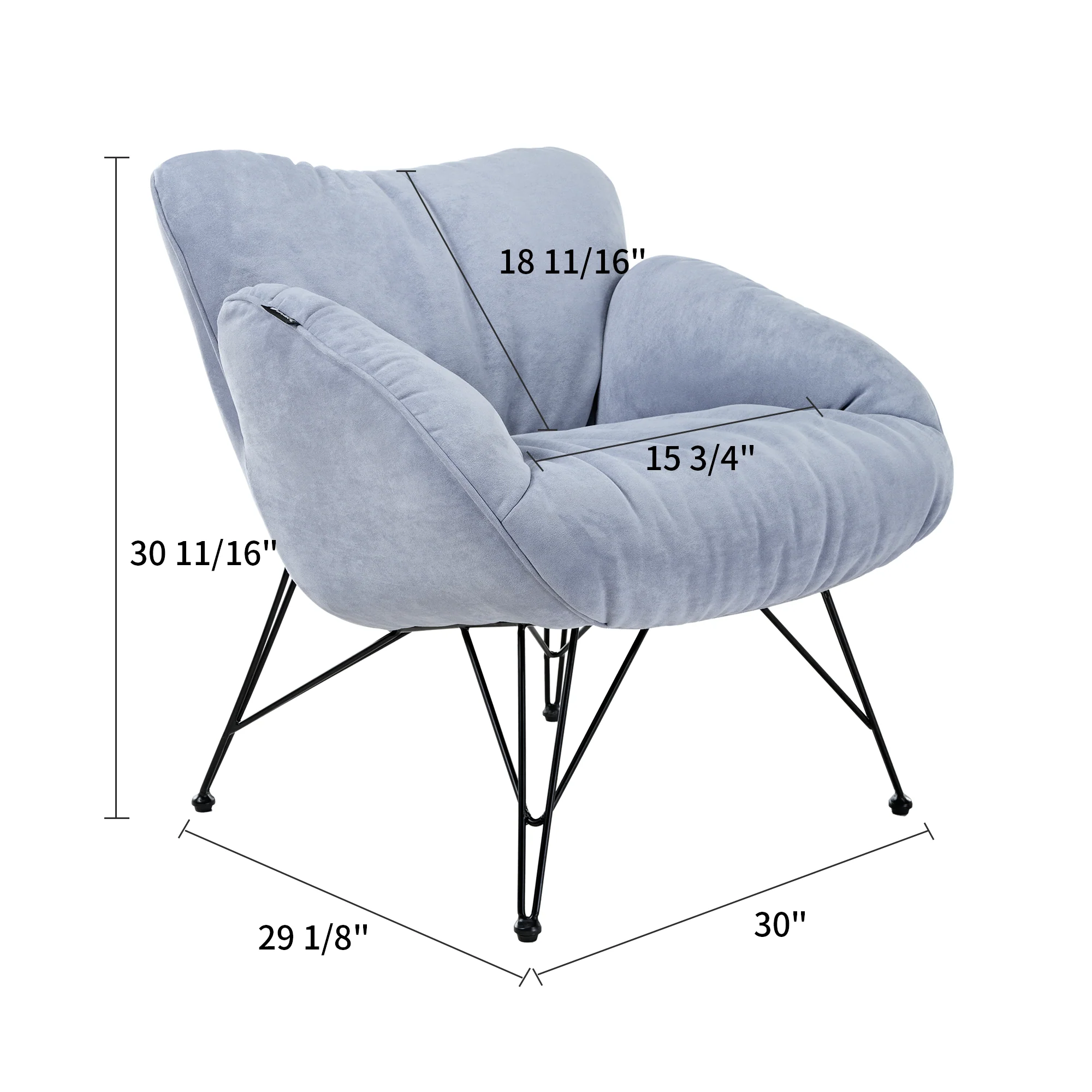 Marco, Soft Padded Cozy Lounge Chair, Blue - Image 14