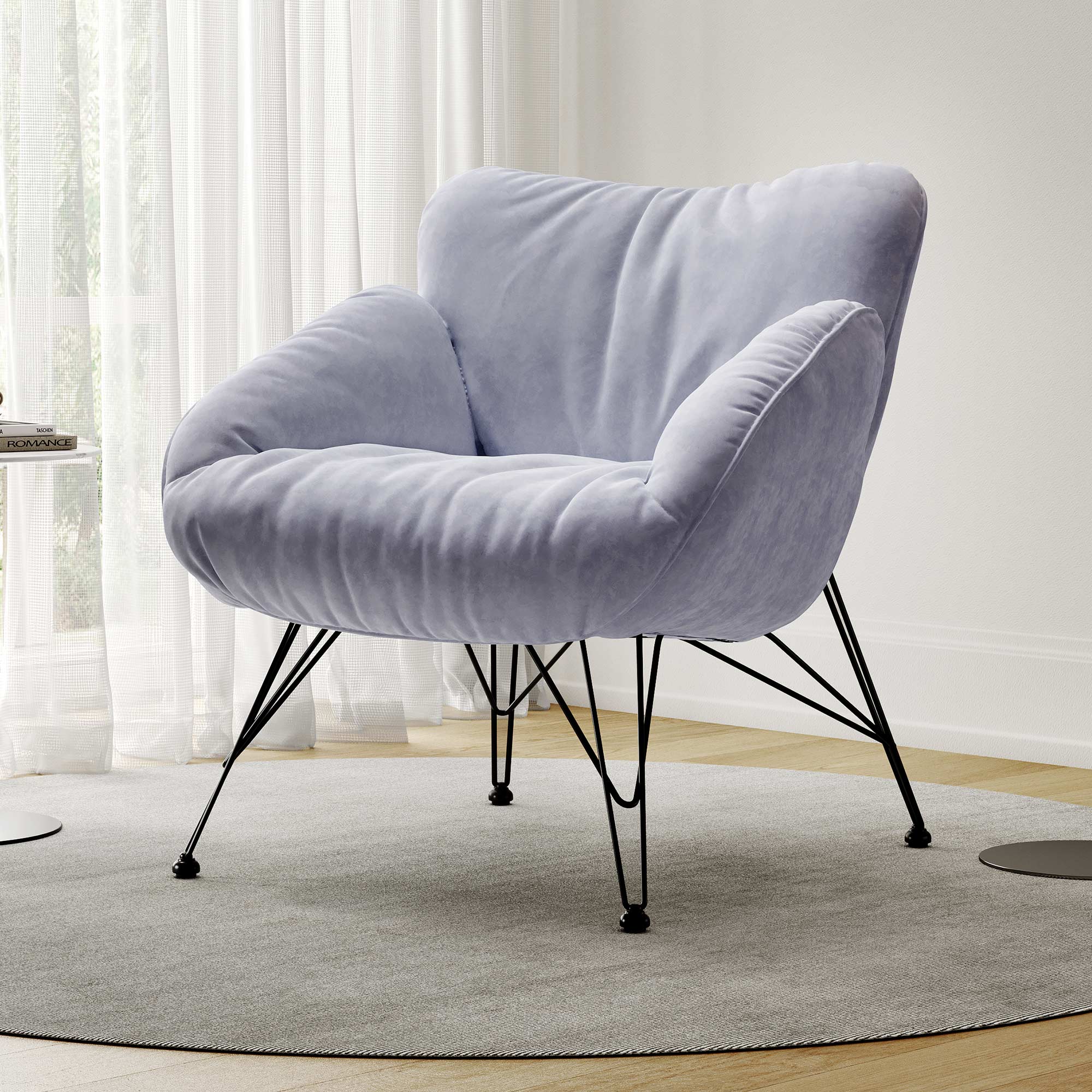 Marco, Soft Padded Cozy Lounge Chair, Blue - Image 8