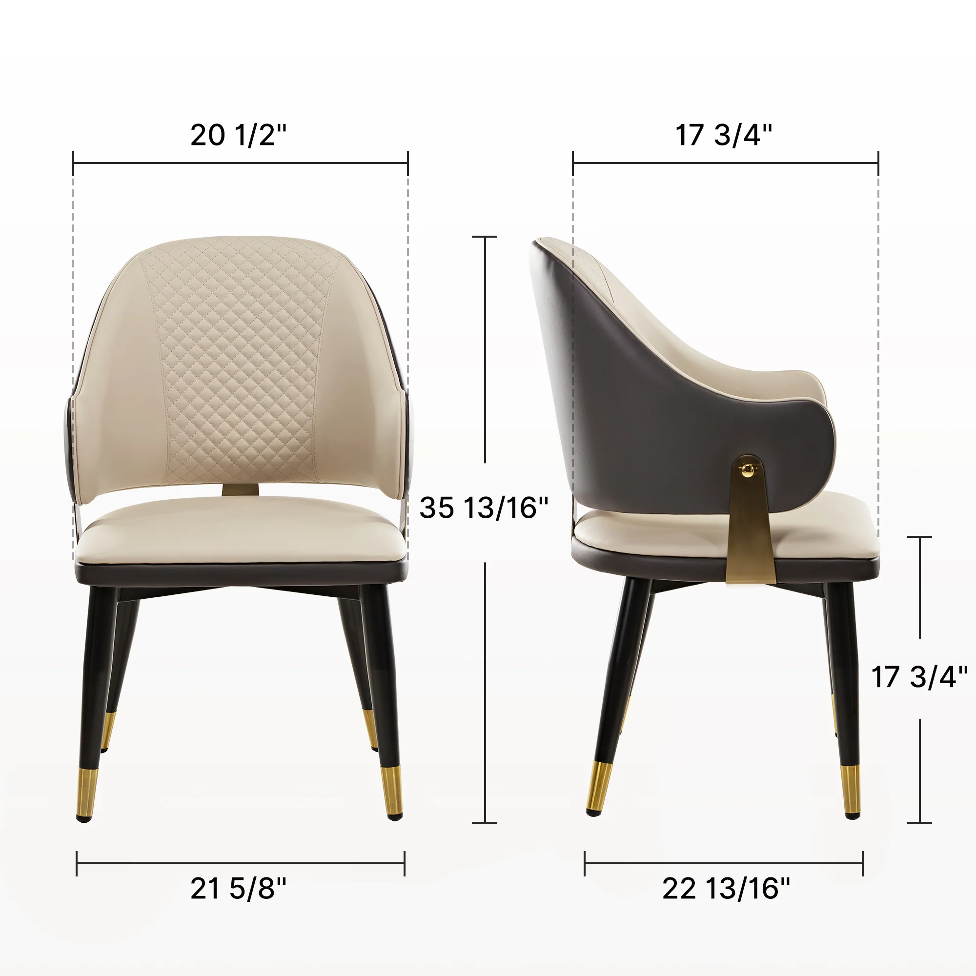 Anareli, Upholstered Dining Arm Chairs Set of 2,Beige & Dark Brown - Image 16