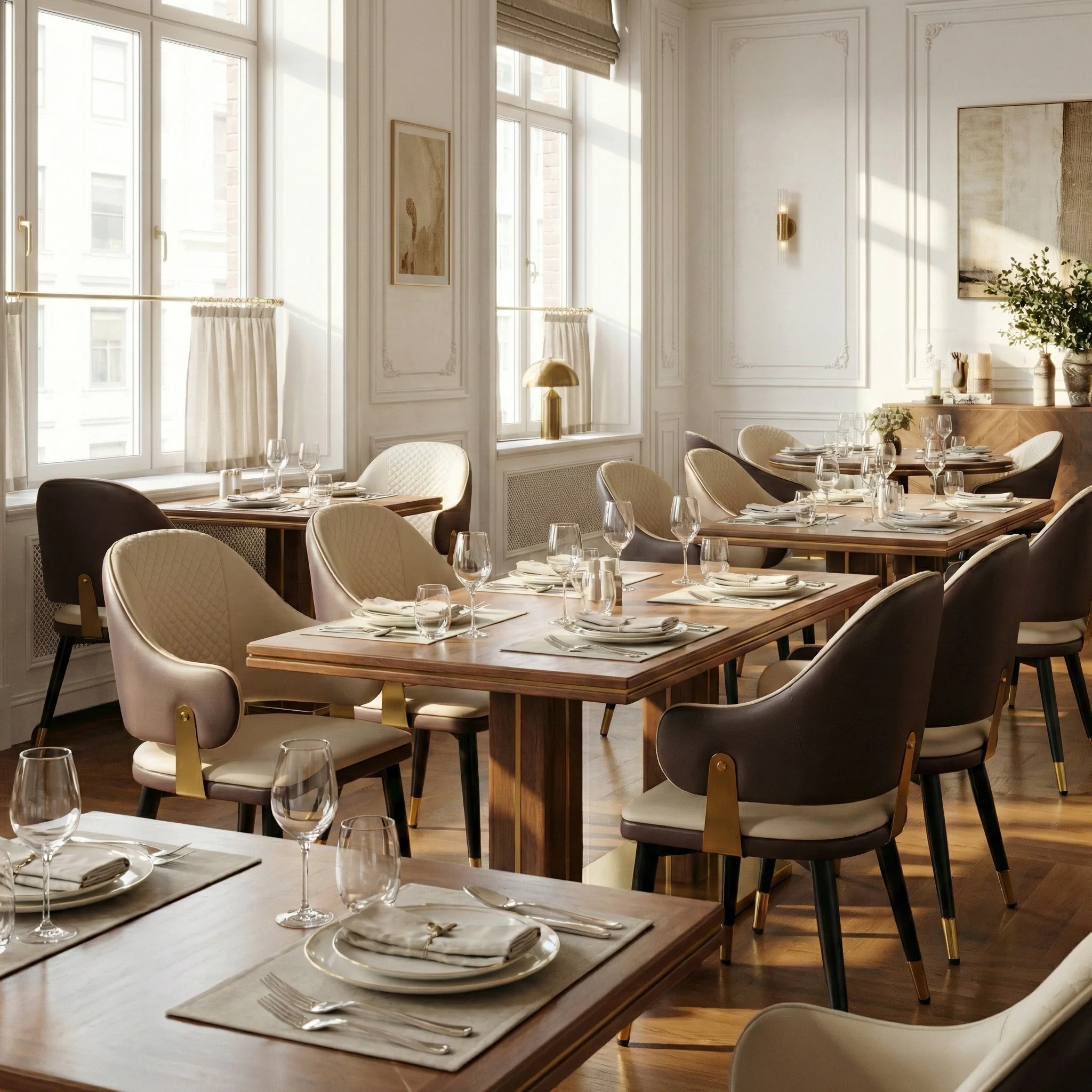 Anareli, Upholstered Dining Arm Chairs Set of 2,Beige & Dark Brown - Image 4