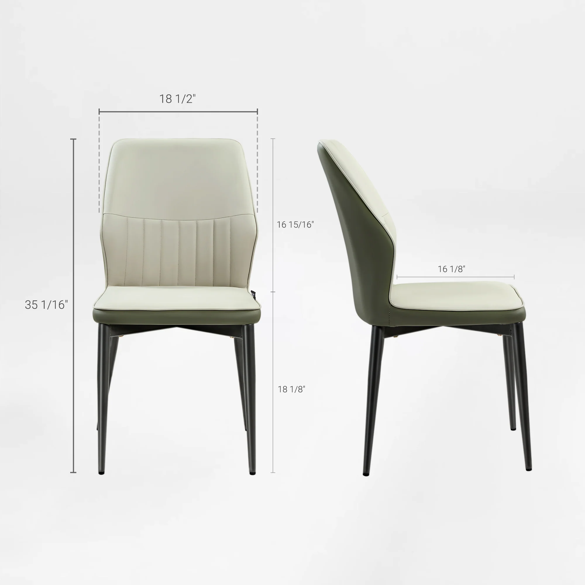 Ember, Upholstered Dining Side Chair Set of 2, Gray & Bottle Green - Image 17