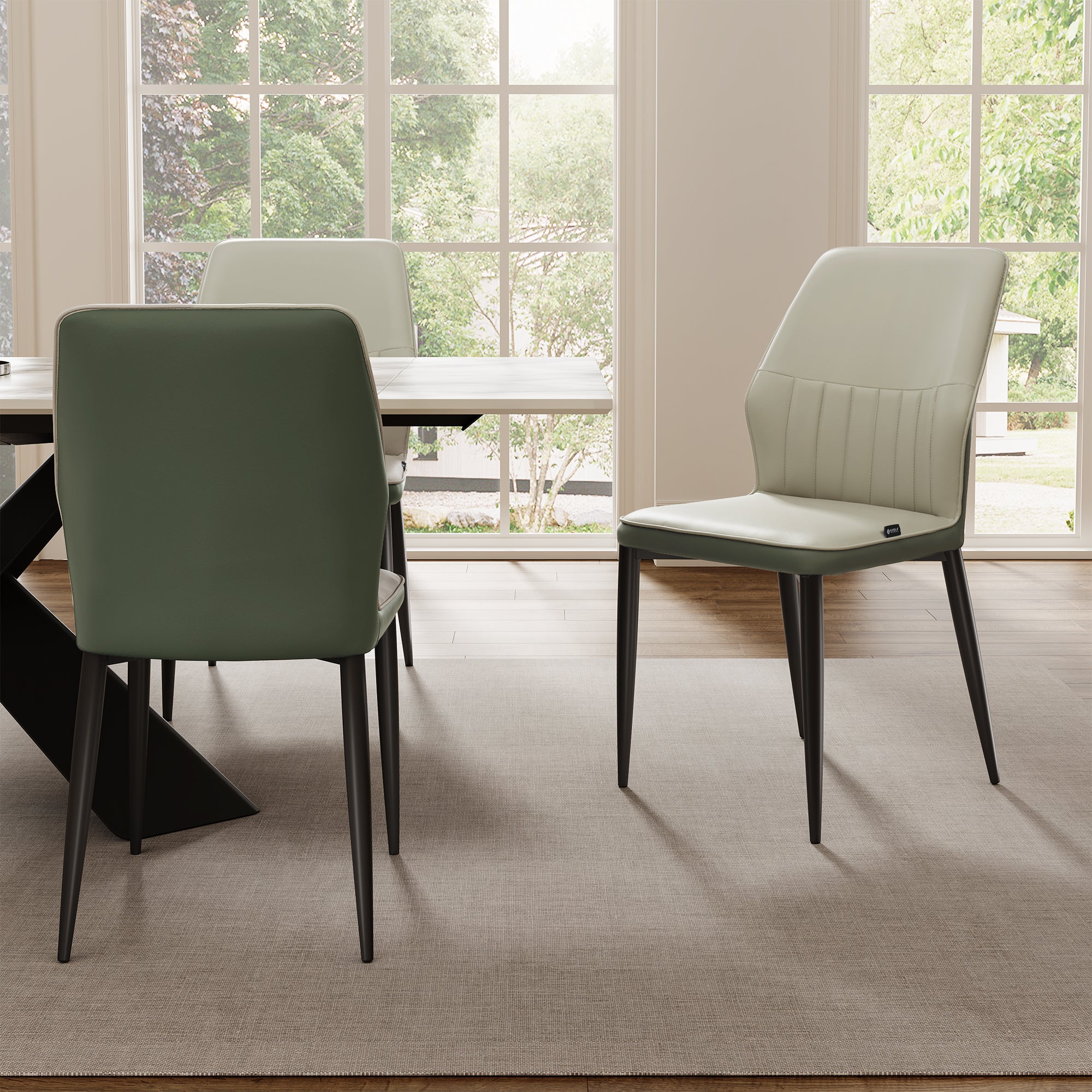 Ember, Upholstered Dining Side Chair Set of 2, Gray & Bottle Green - Image 6