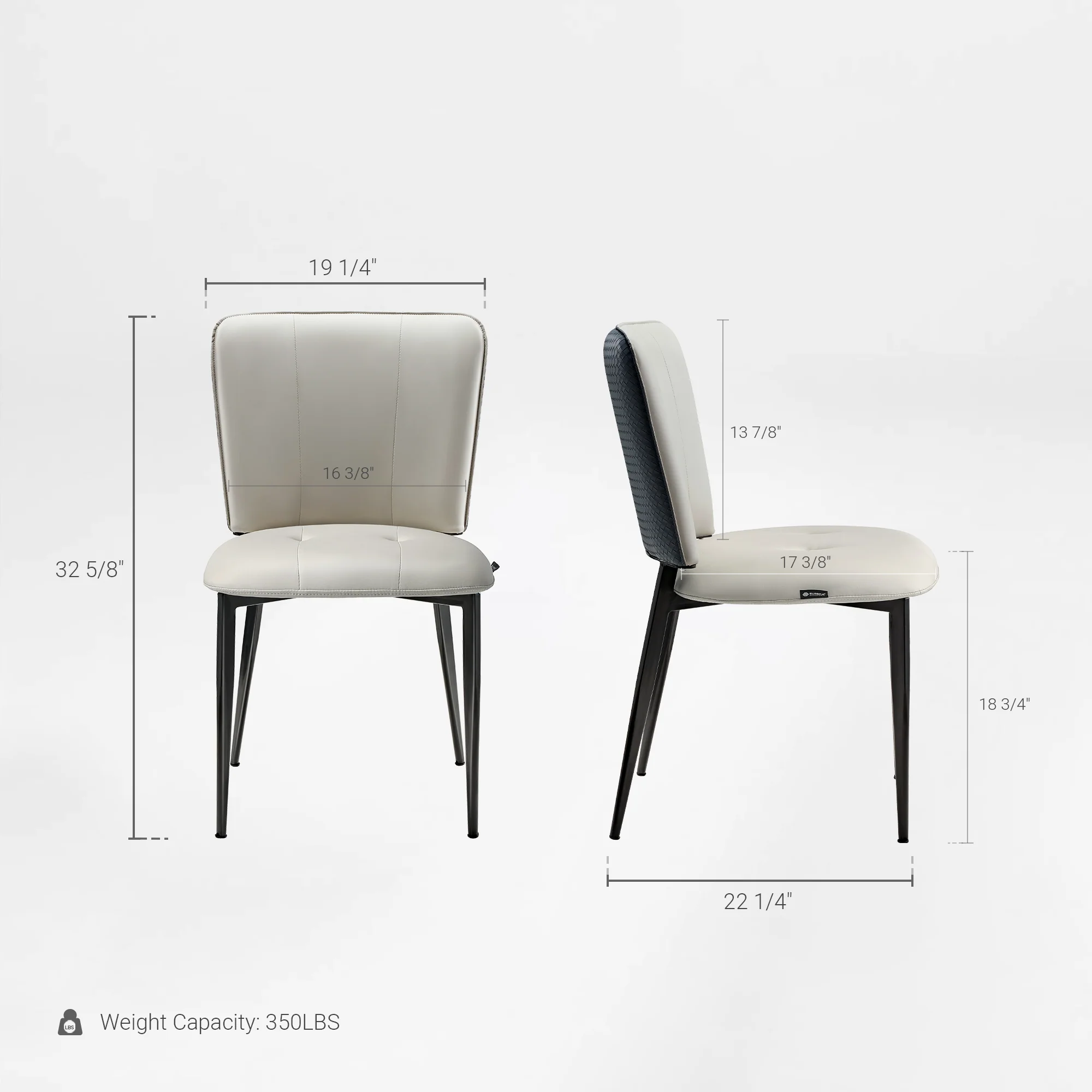 Aspen, Upholstered Dining Side Chairs Set of 2,  Indigo Blue& Off-White - Image 17