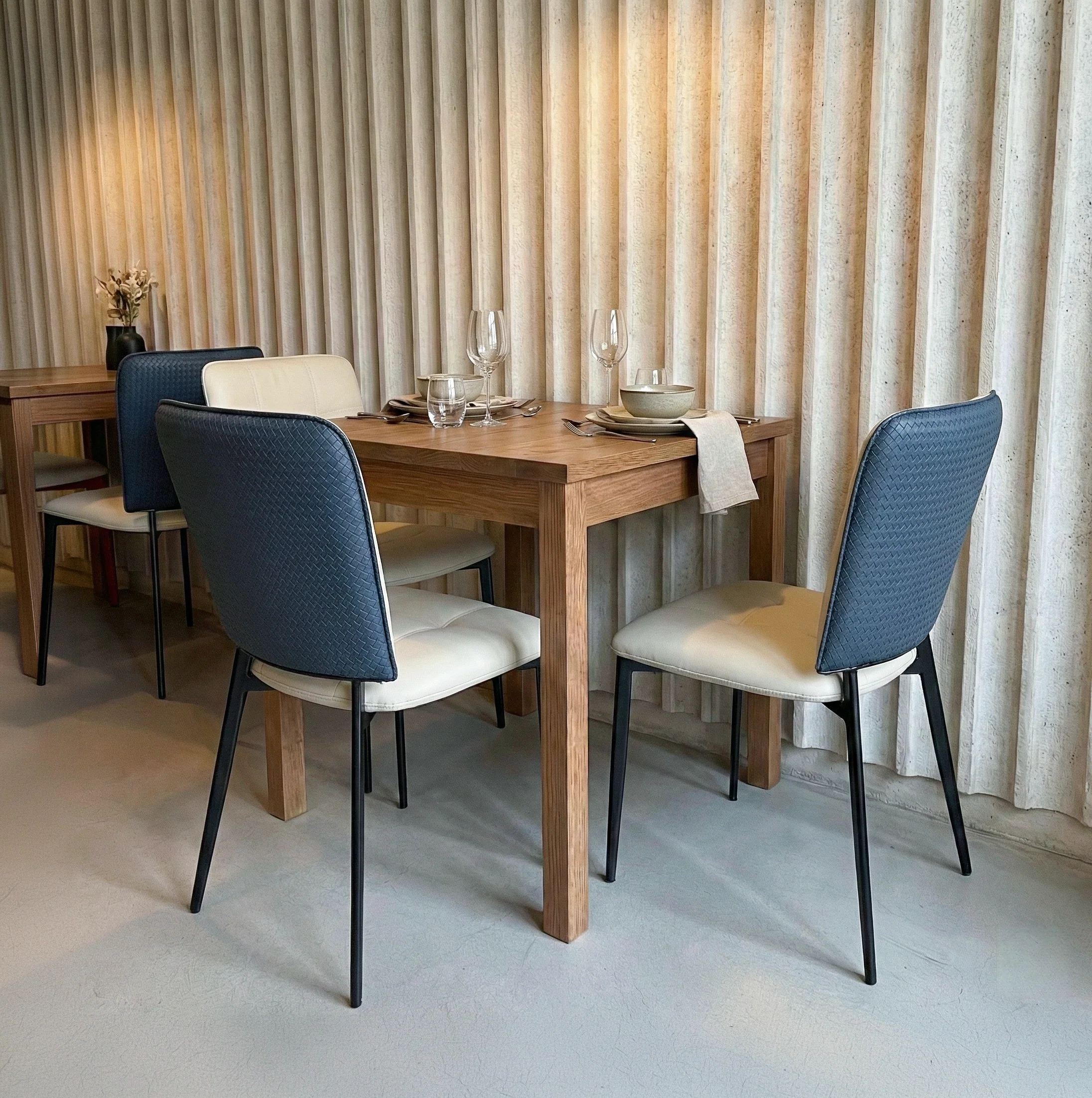 Aspen, Upholstered Dining Side Chairs Set of 2,  Indigo Blue& Off-White - Image 5