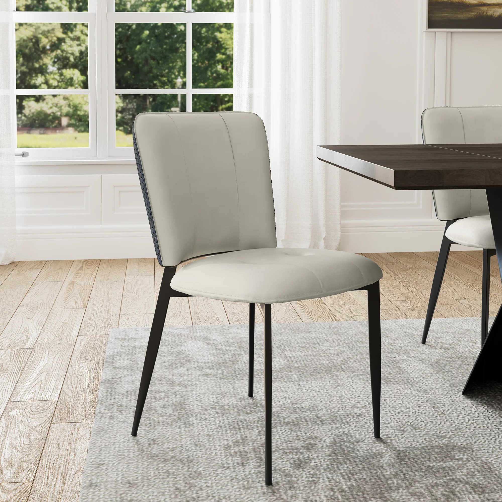 Aspen, Upholstered Dining Side Chairs Set of 2,  Indigo Blue& Off-White - Image 8