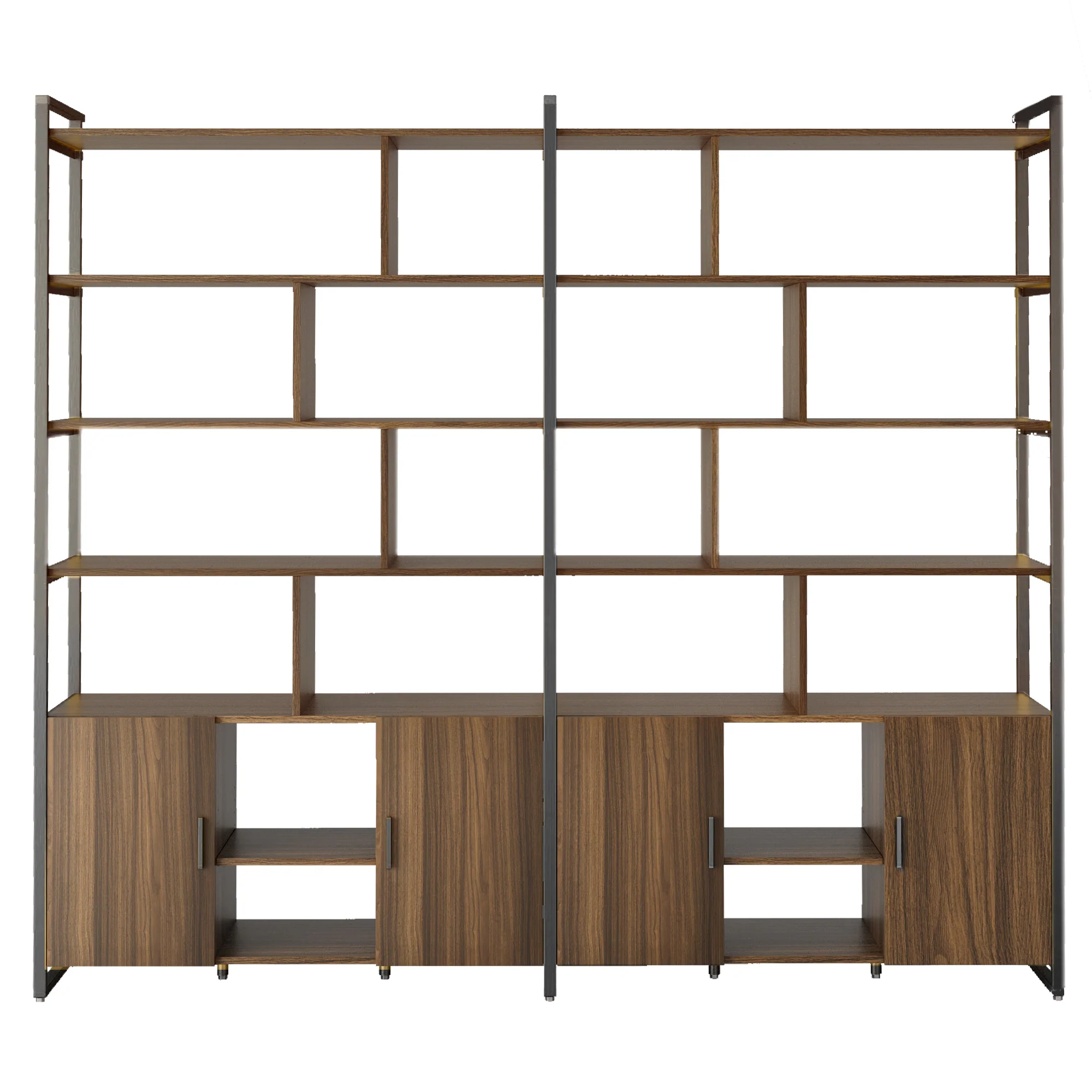 Napa Wood Bookcase Cabinet, Bottom Storage, Adjustable Book Shelves - Image 3