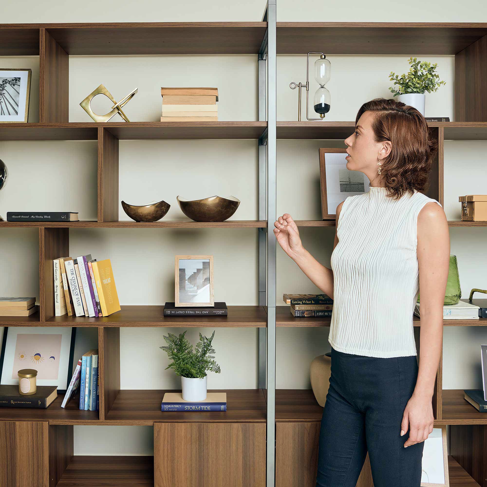 Napa Wood Bookcase Cabinet, Bottom Storage, Adjustable Book Shelves - Image 9
