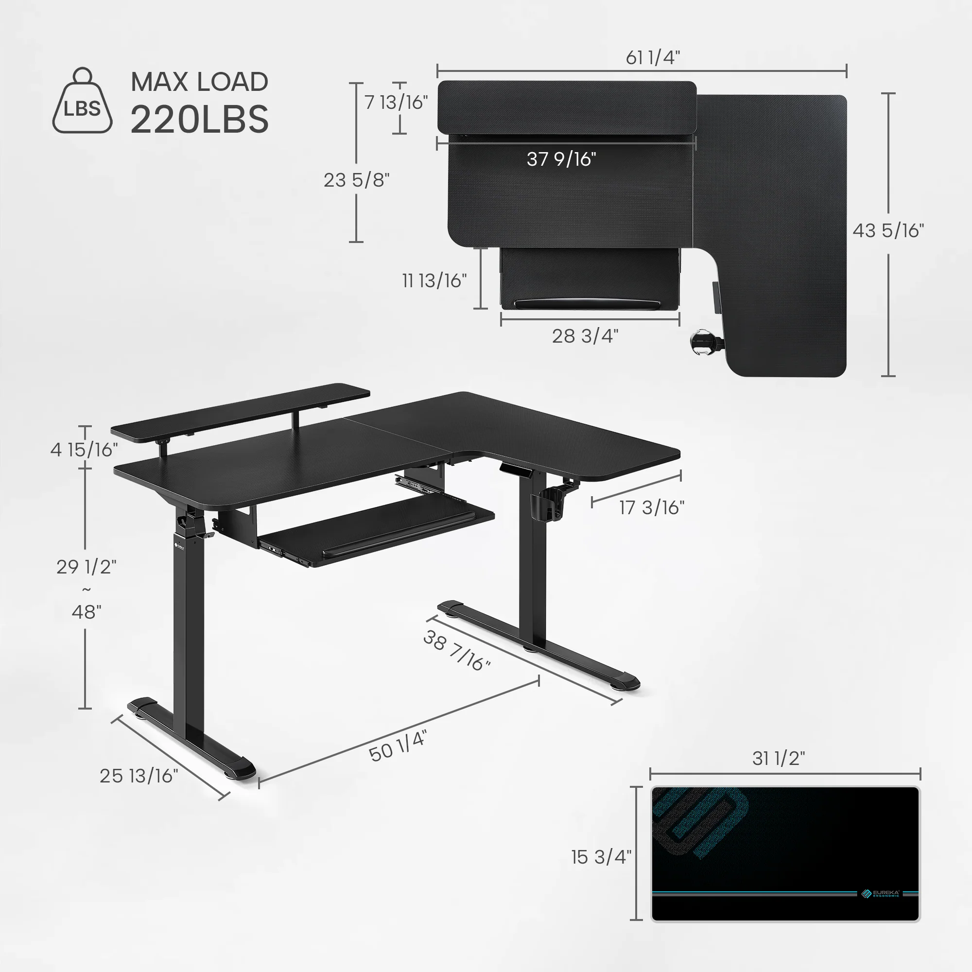 L-Shaped Standing Desk with Accessories Set (60"x23") - Image 125