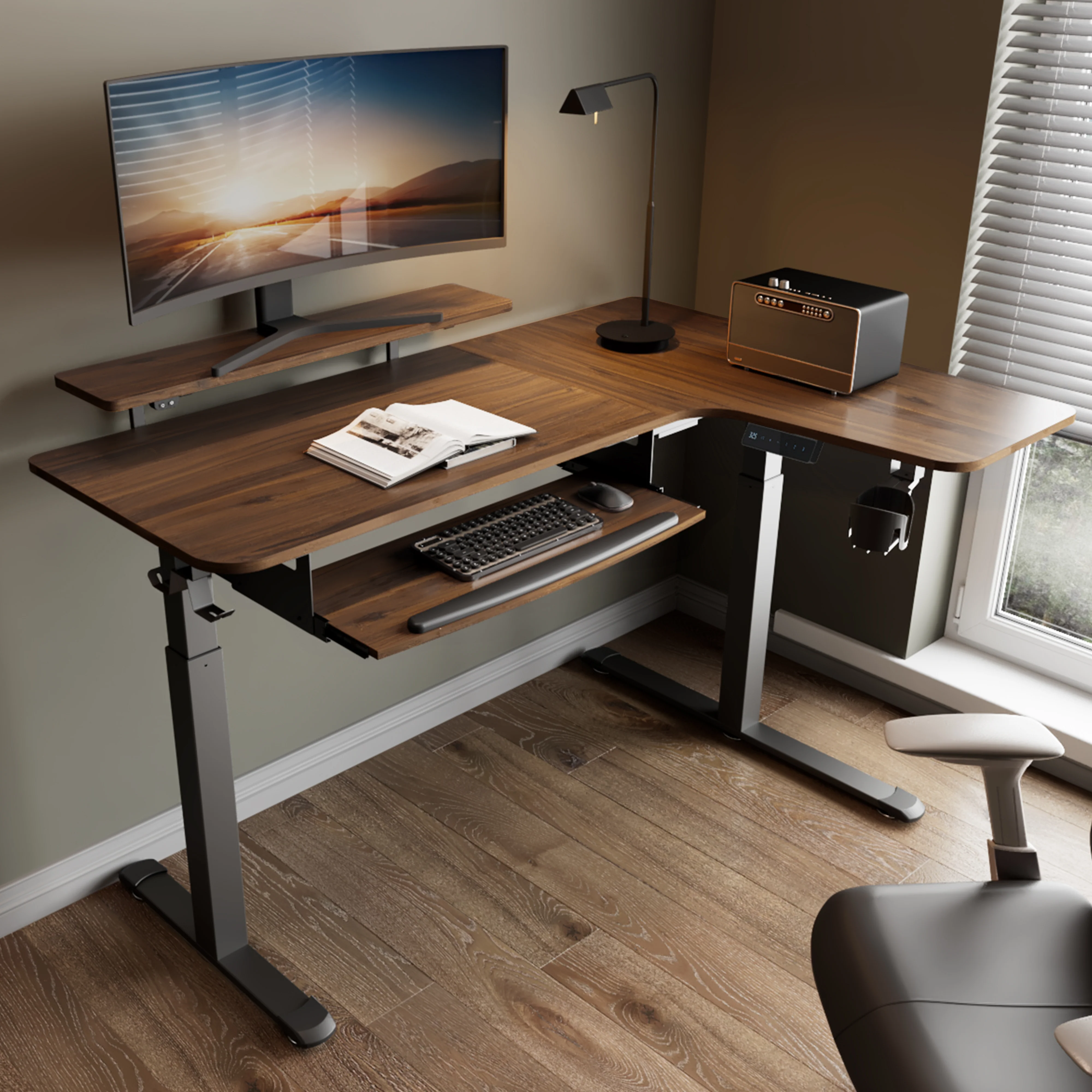 L-Shaped Standing Desk with Accessories Set (60"x23") - Image 127