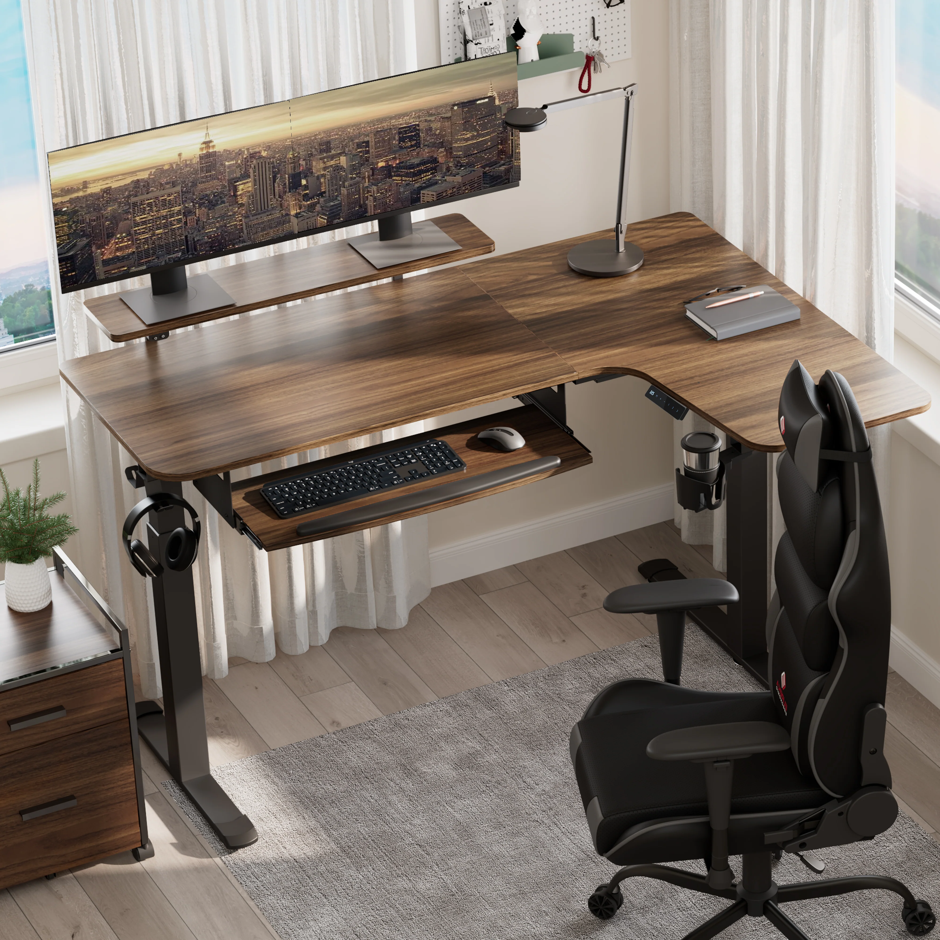 L-Shaped Standing Desk with Accessories Set (60"x23") - Image 129