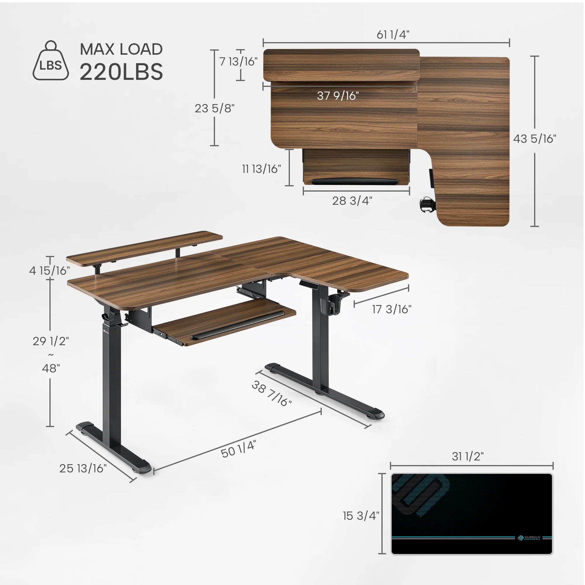 L-Shaped Standing Desk with Accessories Set (60"x23") - Image 138
