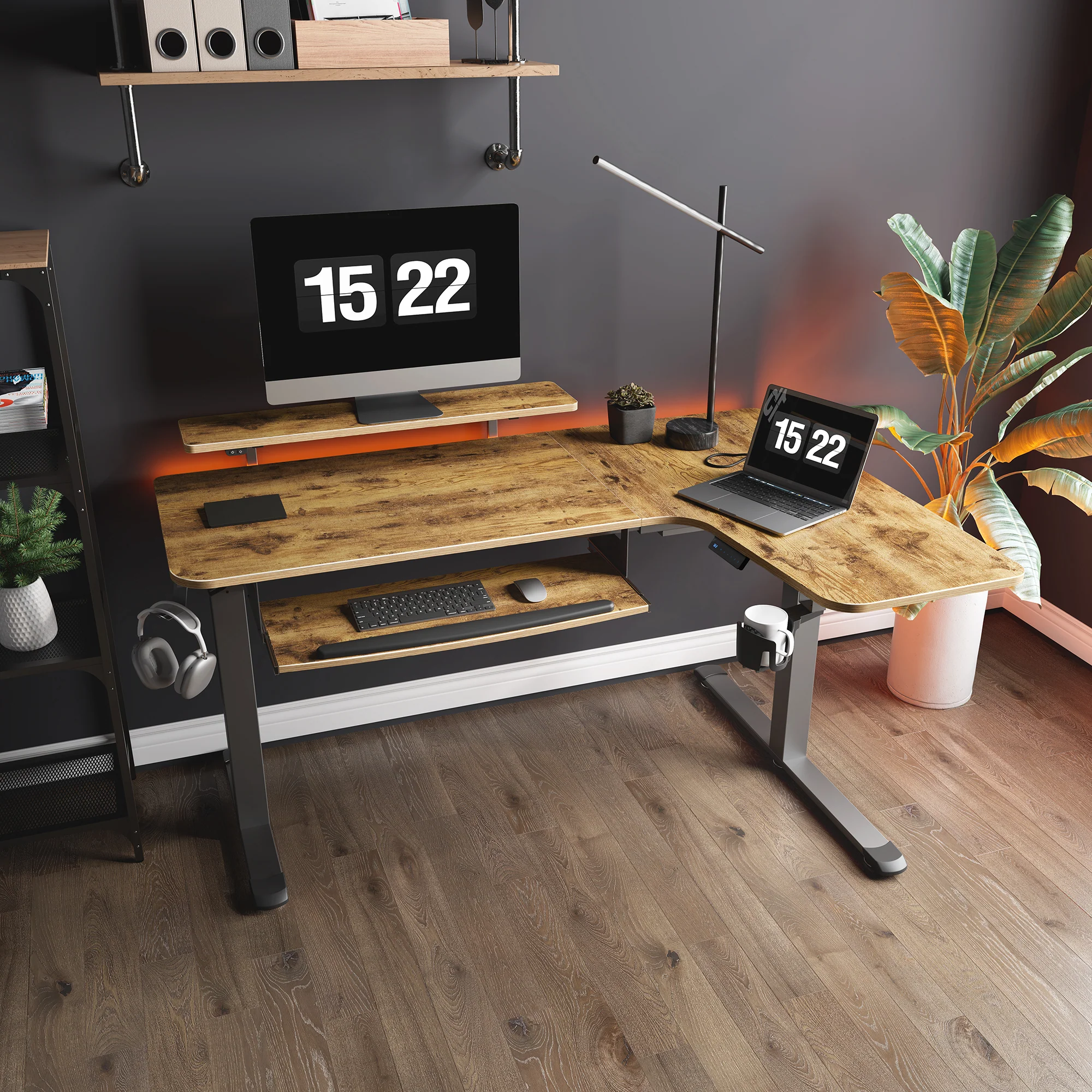 L-Shaped Standing Desk with Accessories Set (60"x23") - Image 142