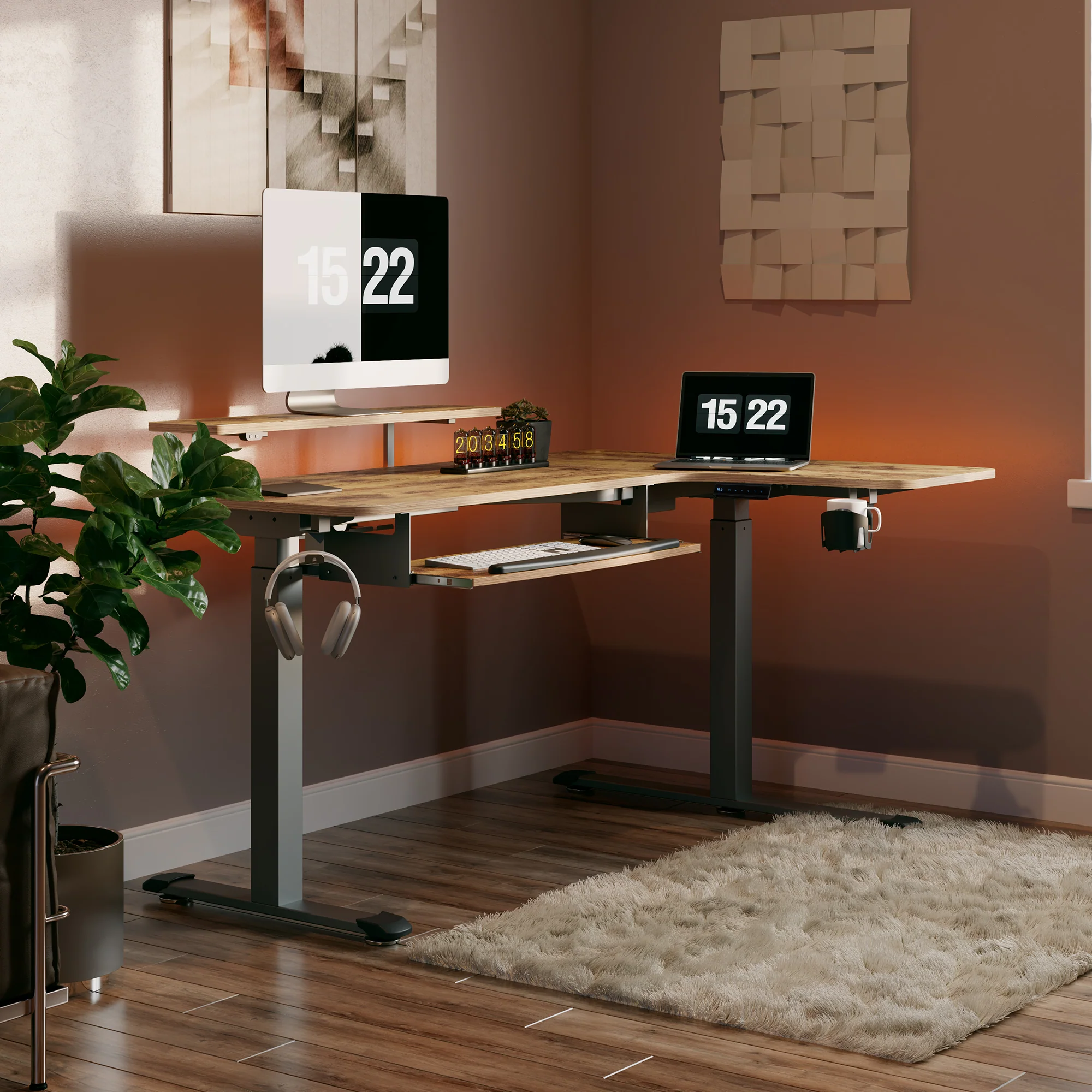 L-Shaped Standing Desk with Accessories Set (60"x23") - Image 143