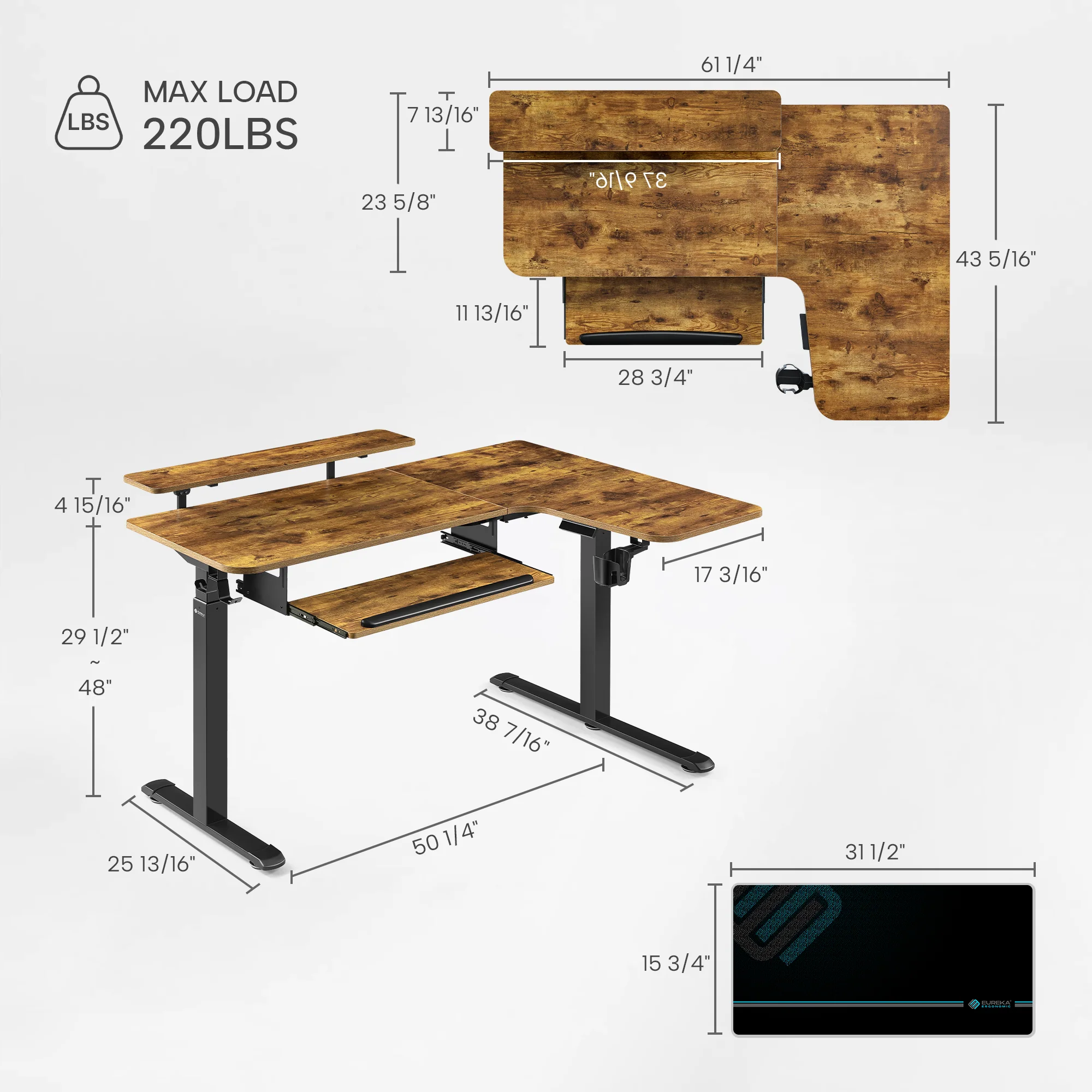 L-Shaped Standing Desk with Accessories Set (60"x23") - Image 152