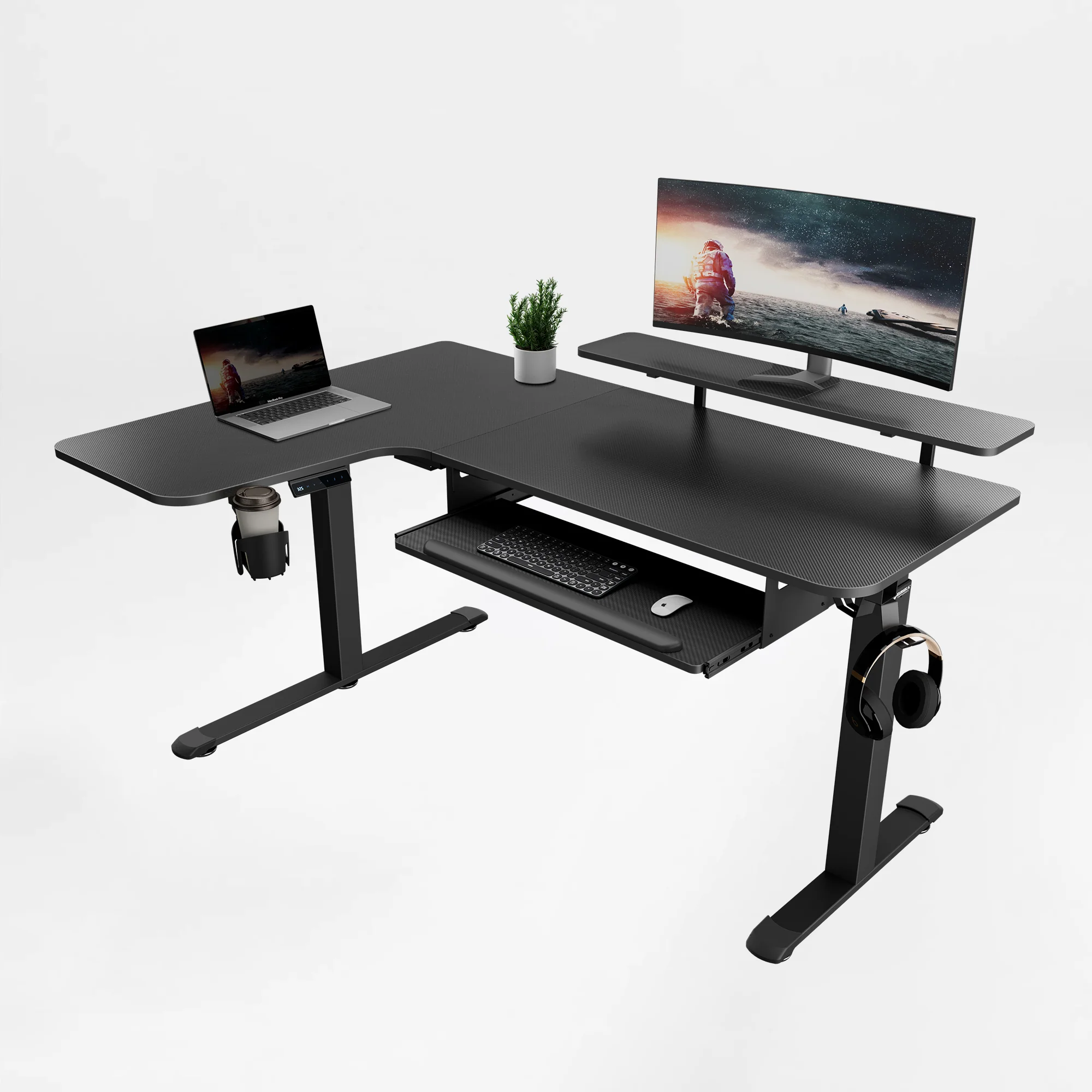 L-Shaped Standing Desk with Accessories Set (60"x23") - Image 16