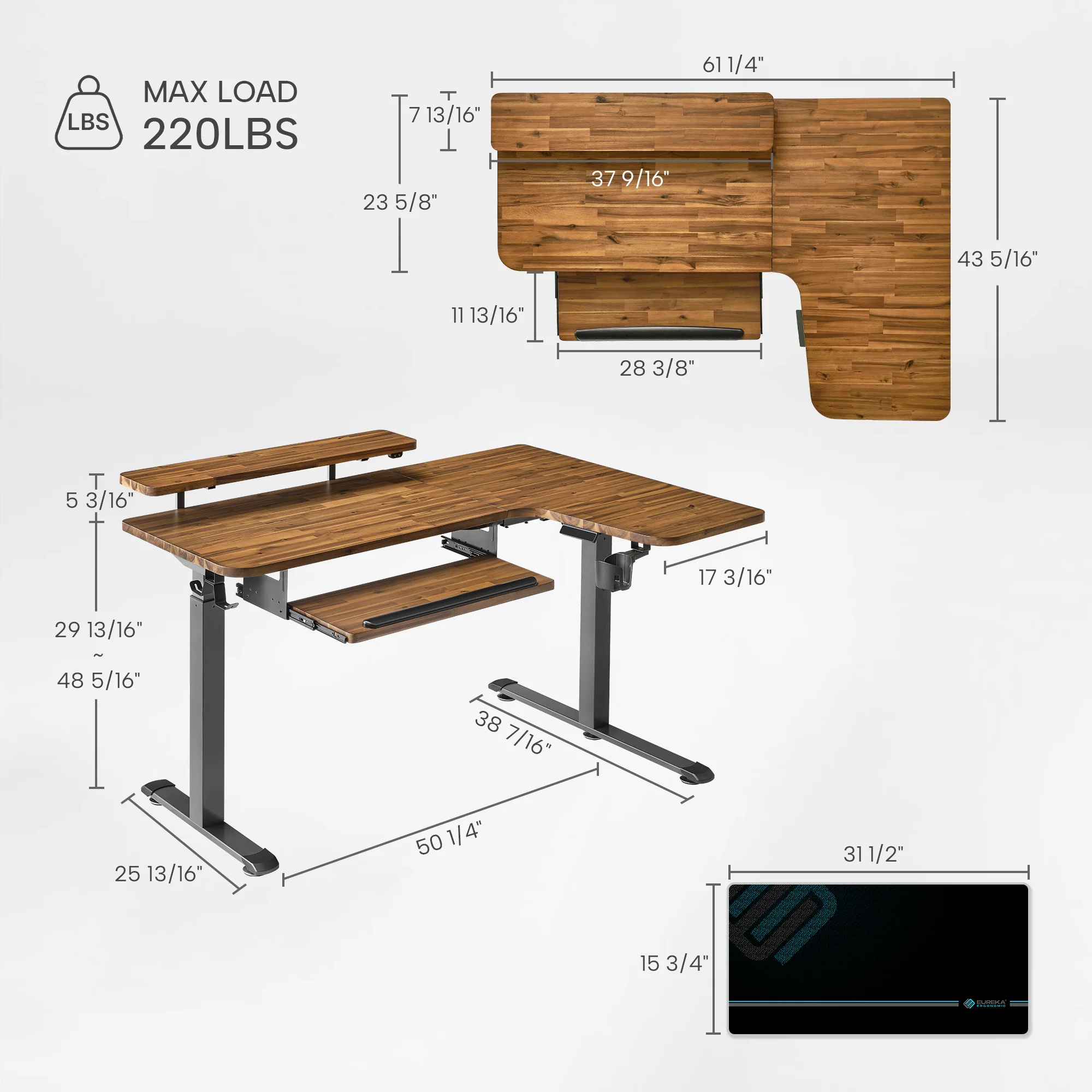 L-Shaped Standing Desk with Accessories Set (60"x23") - Image 195