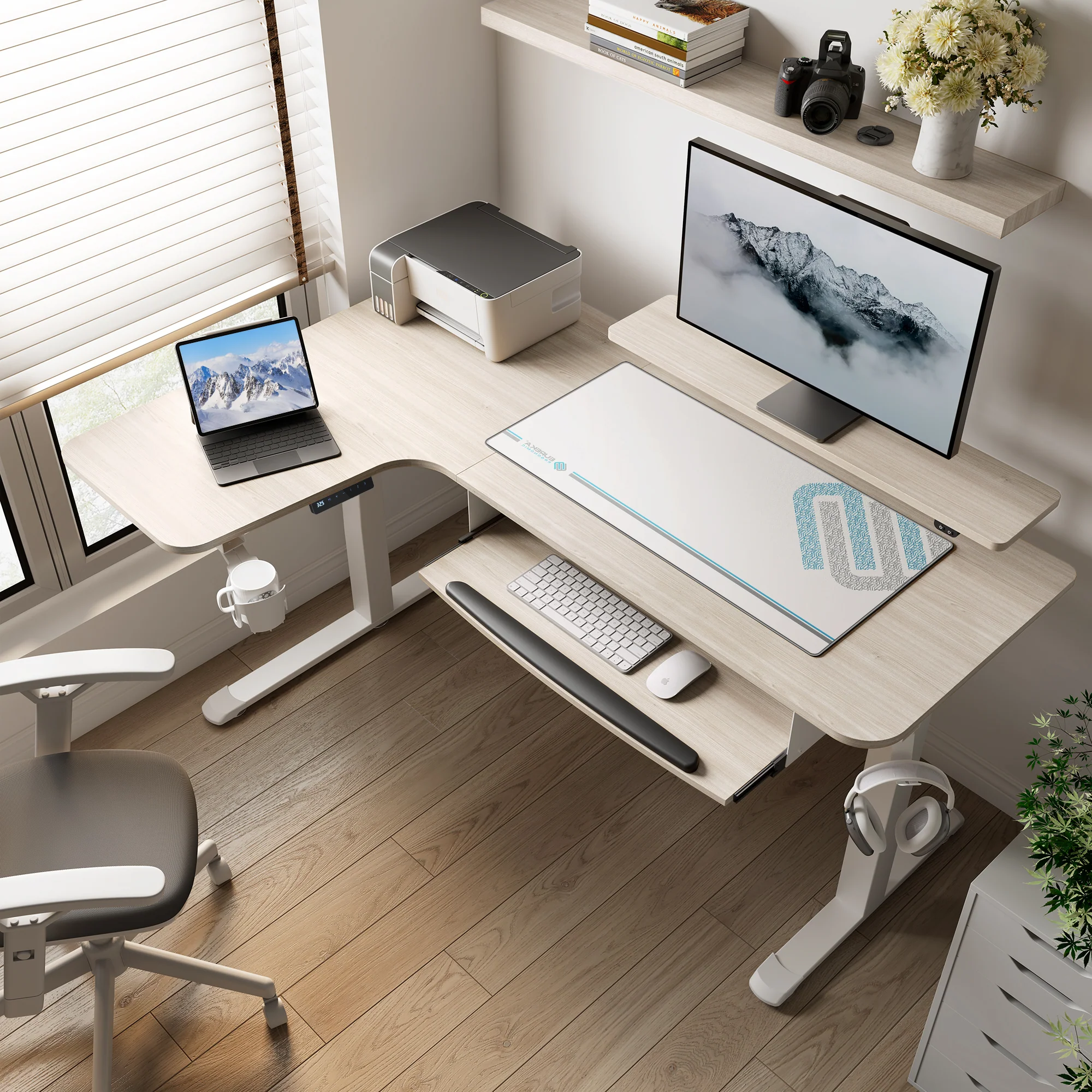 L-Shaped Standing Desk with Accessories Set (60"x23") - Image 3