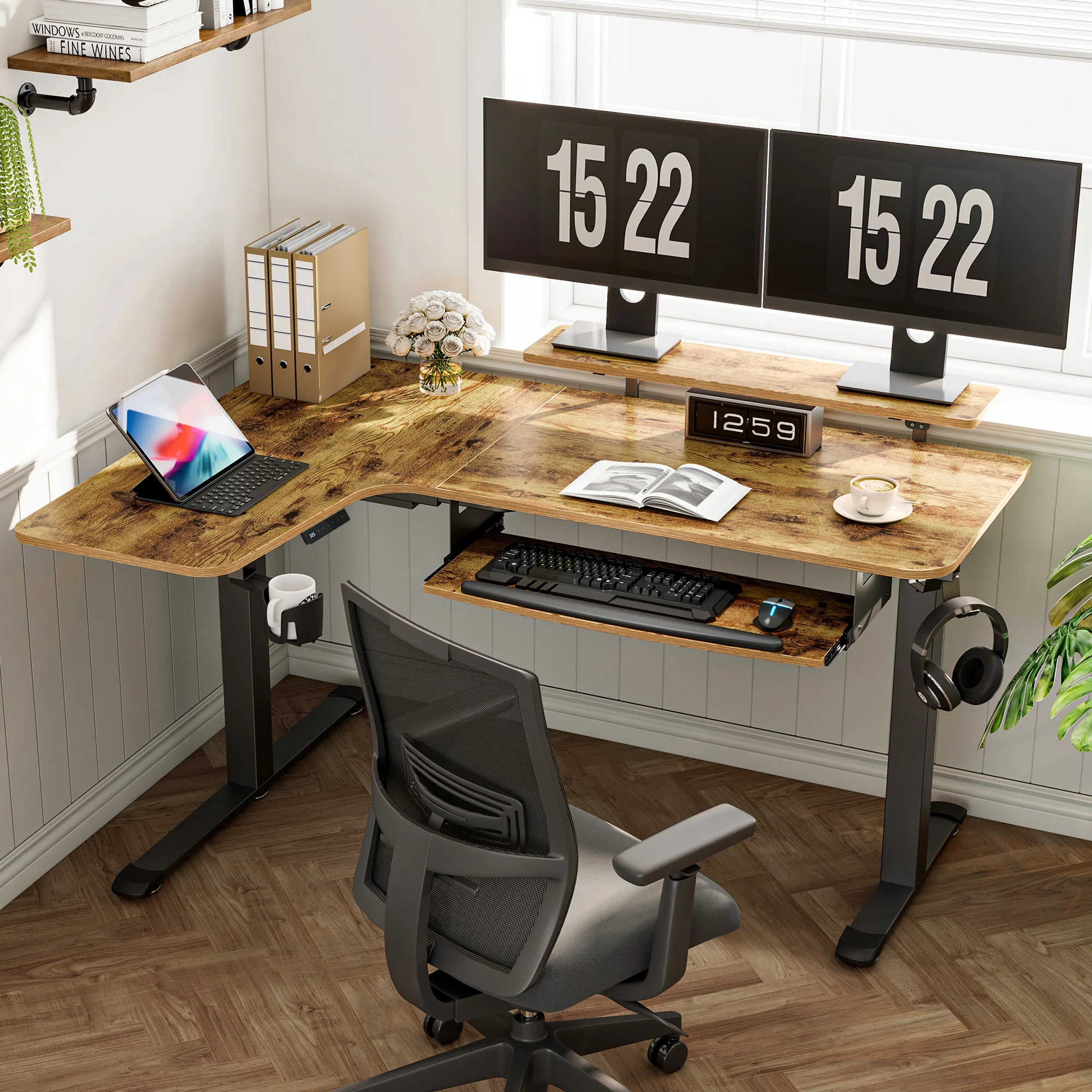 L-Shaped Standing Desk with Accessories Set (60"x23") - Image 48